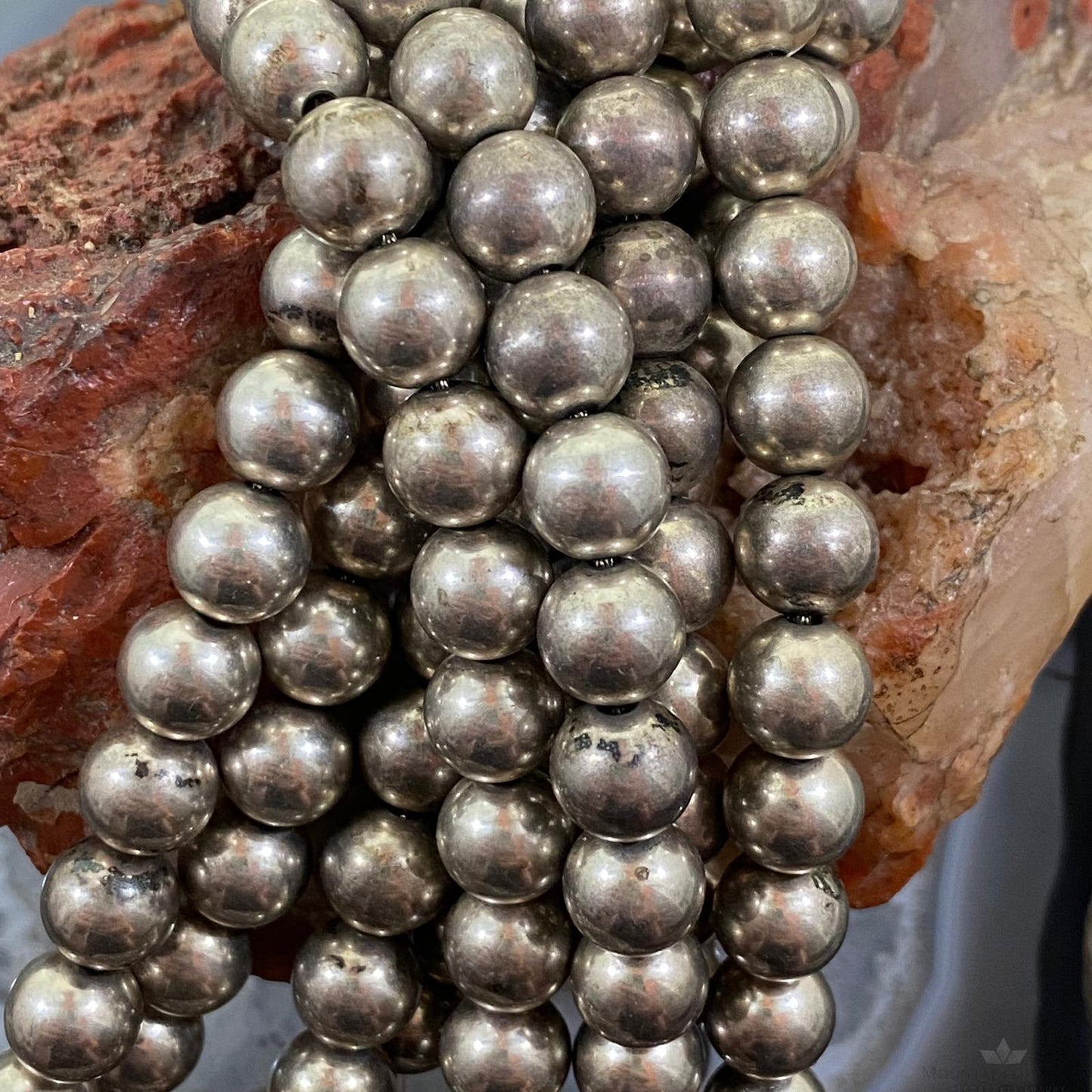 Vintage Native American Silver Handmade Navajo Pearl Beads Very Long Necklace