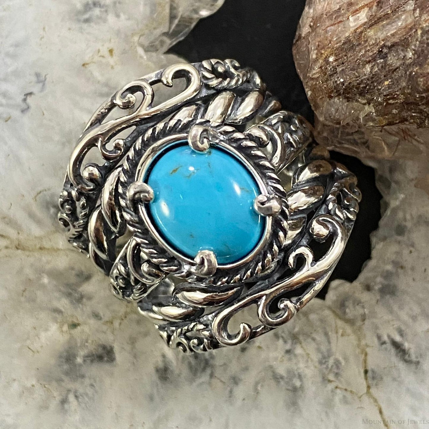 Carolyn Pollack Southwestern Style Sterling Silver Oval Turquoise Decorated Shield Ring Size 10.25 For Women