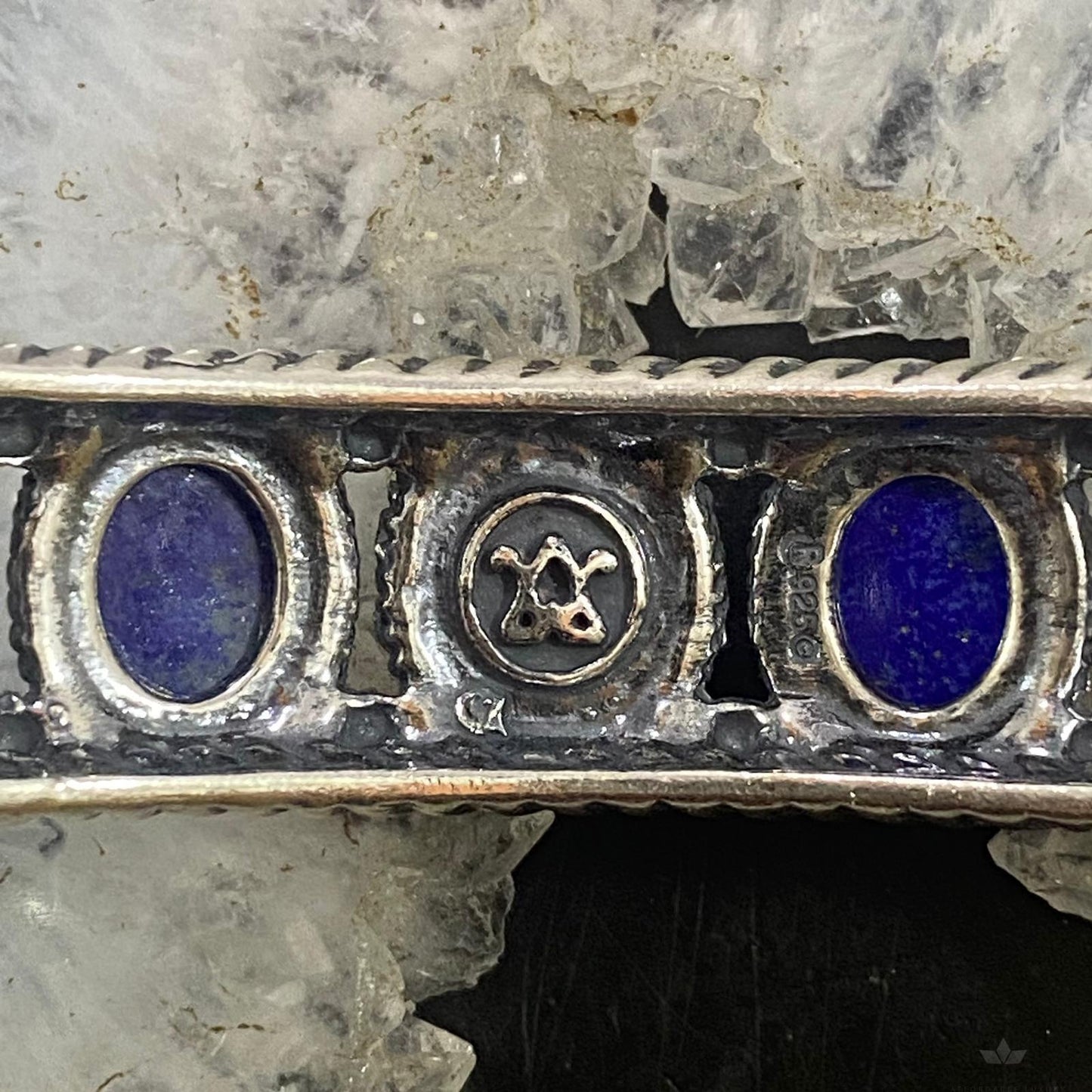 Carolyn Pollack Southwestern Style Sterling Silver Lapis Lazuli Row Bracelet For Women
