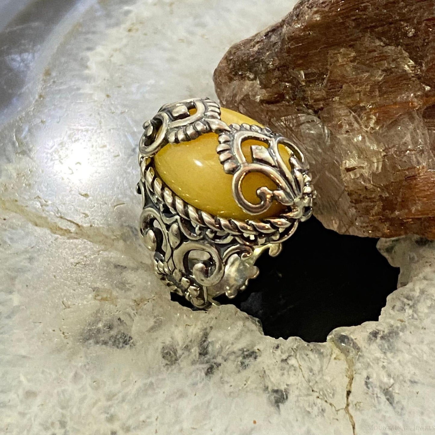 Carolyn Pollack Sterling Silver Oval Yellow Jasper Ring Size 5.5 For Women