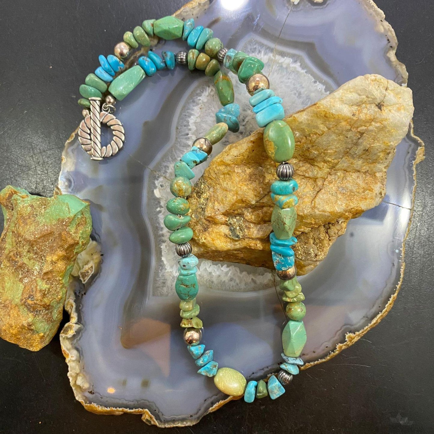 Carolyn Pollack Southwestern Style Sterling Silver Chunky Turquoise Necklace For Women