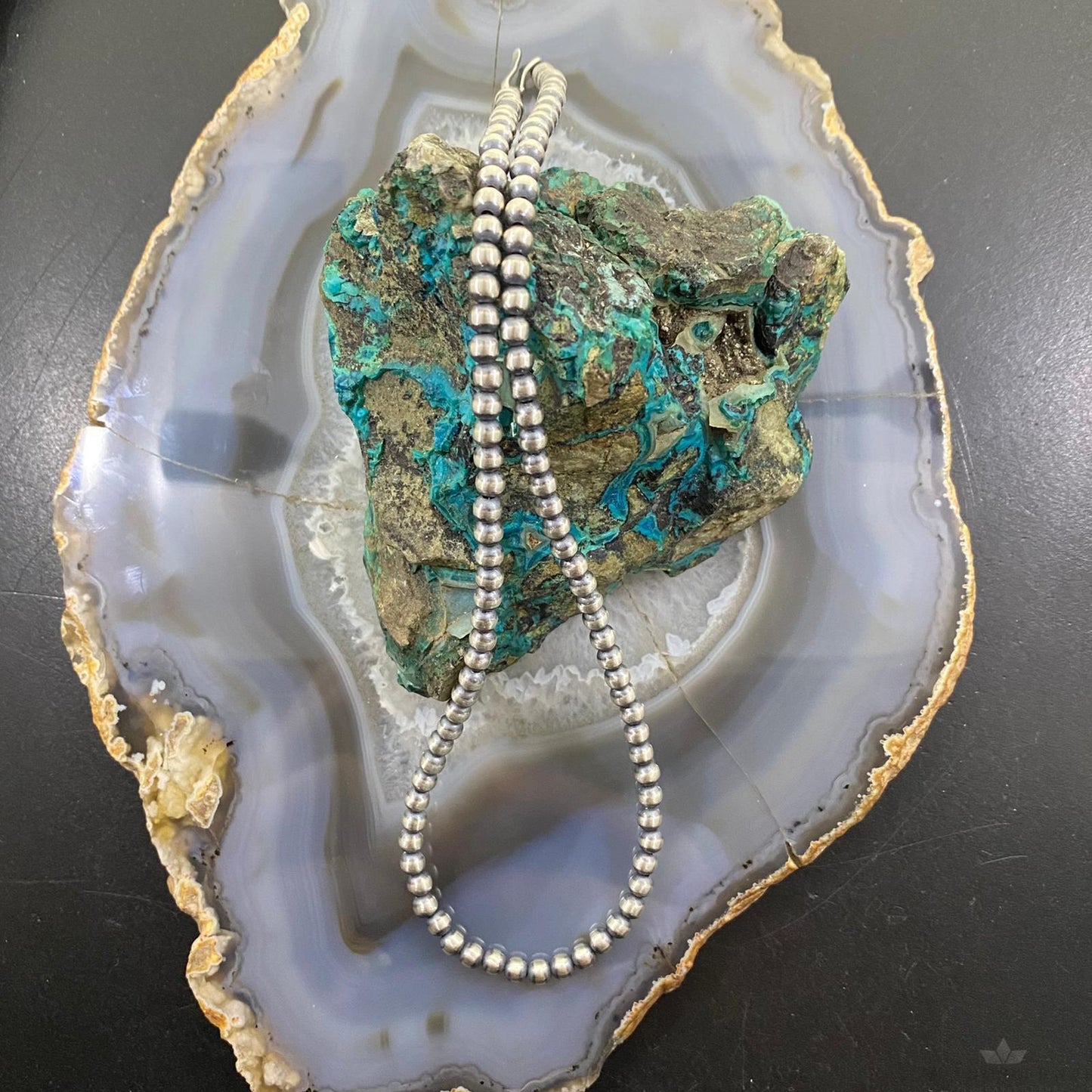 Navajo Pearl Beads 3 mm Sterling Silver Necklace Length 16" For Women