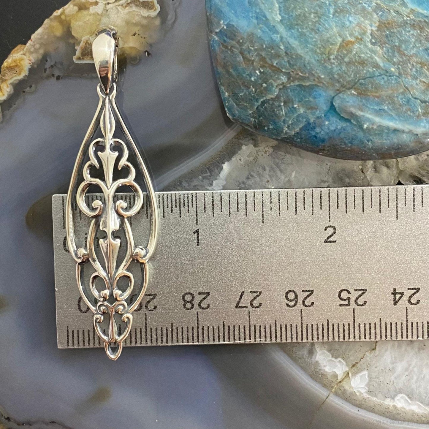 Carolyn Pollack Southwestern Style Sterling Silver Marquise Filigree Enhancer Pendant For Women