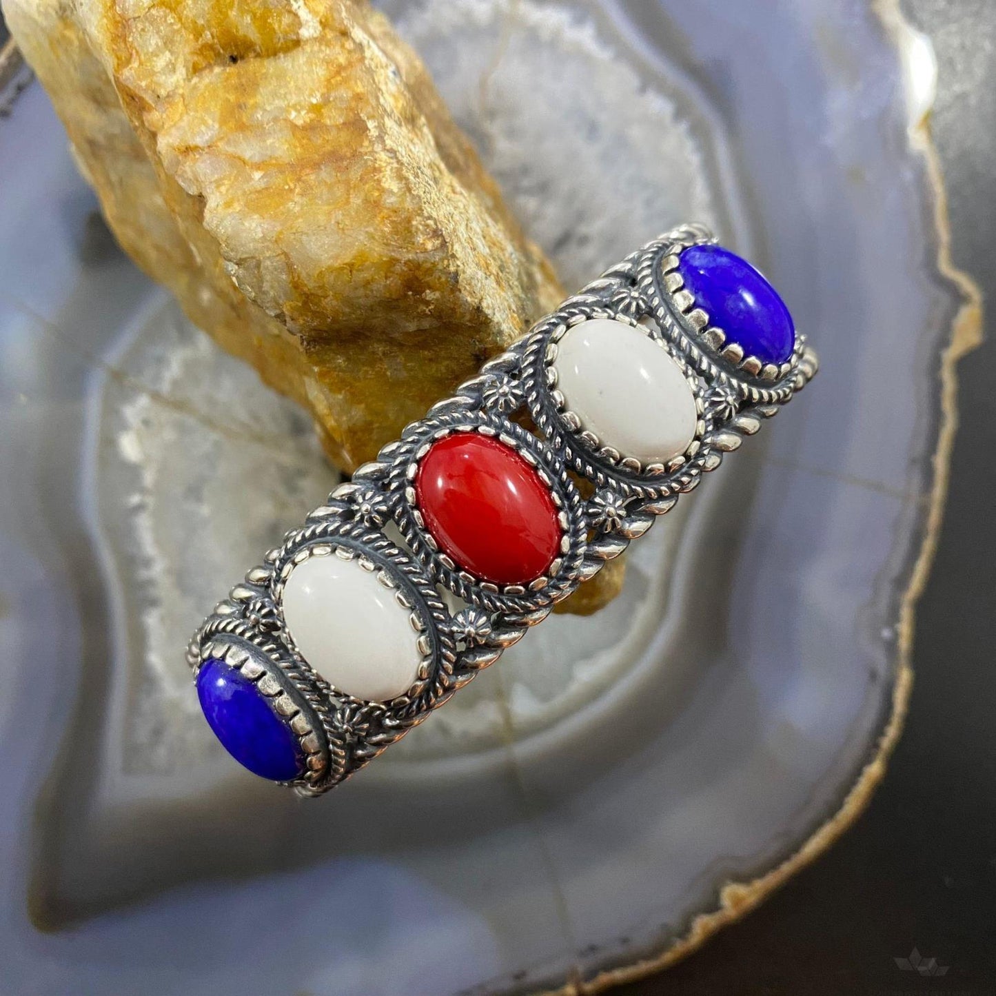 Carolyn Pollack Vintage Southwestern Style Sterling Silver Multi Stones Bracelet For Women