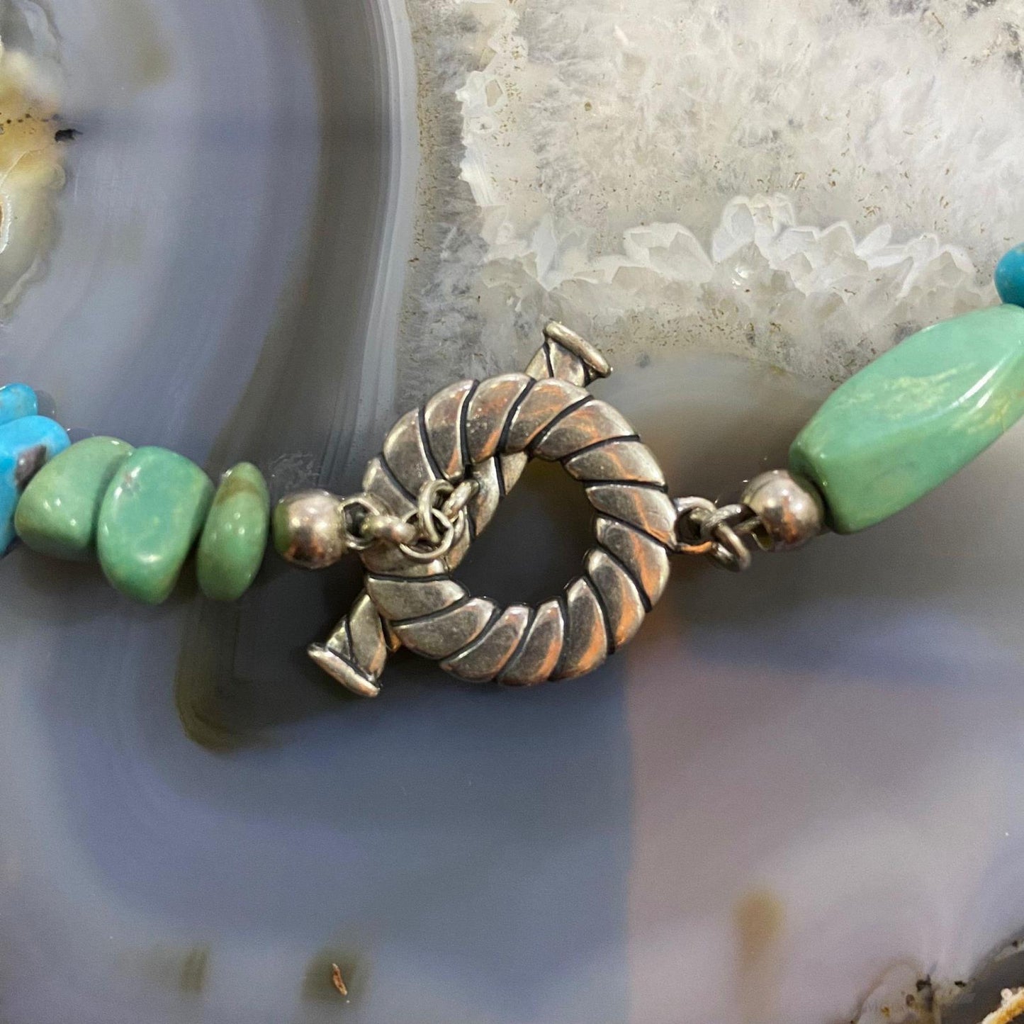 Carolyn Pollack Southwestern Style Sterling Silver Chunky Turquoise Necklace For Women