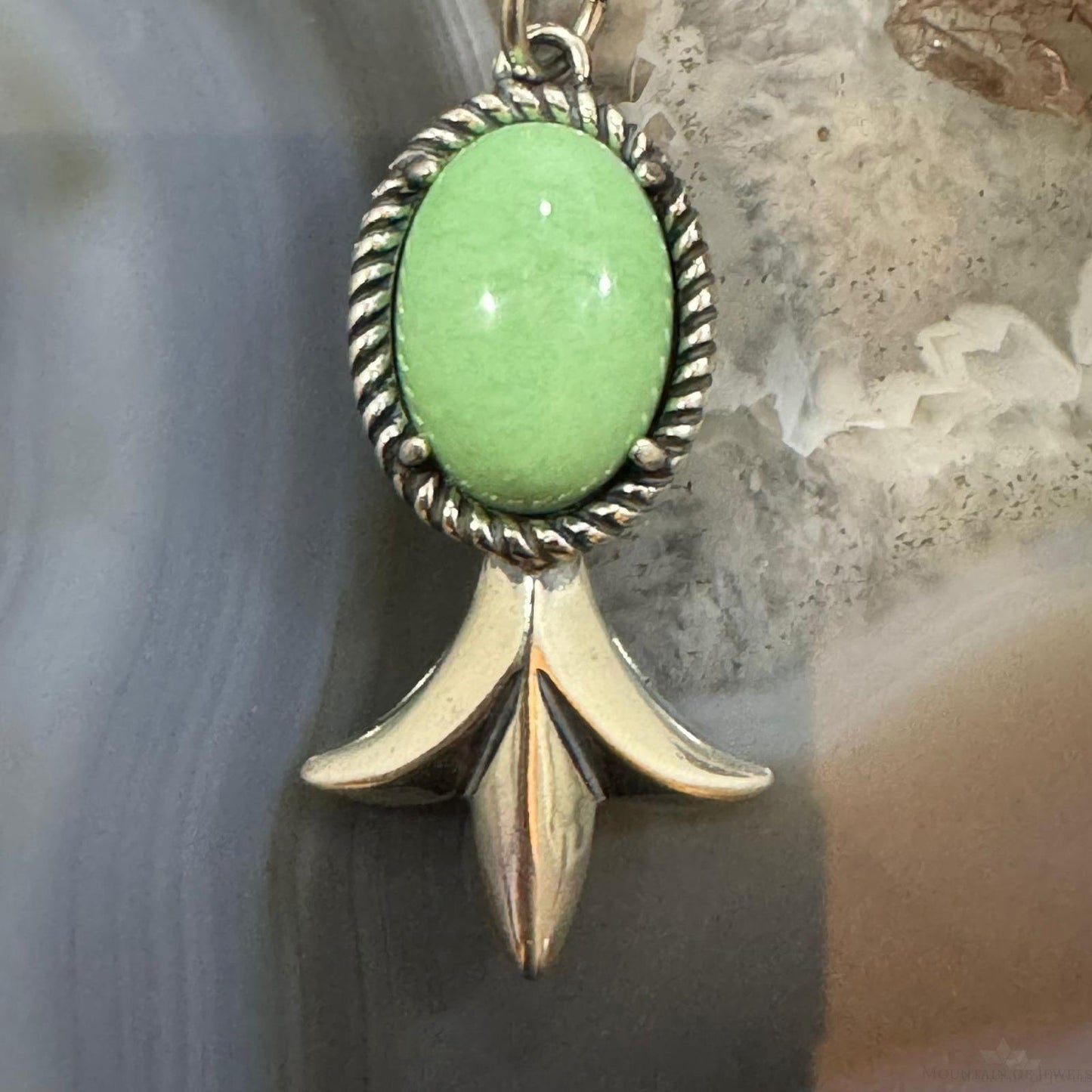 Carolyn Pollack Sterling Silver Oval Green Turquoise Squash Pendant & Necklace For Women
