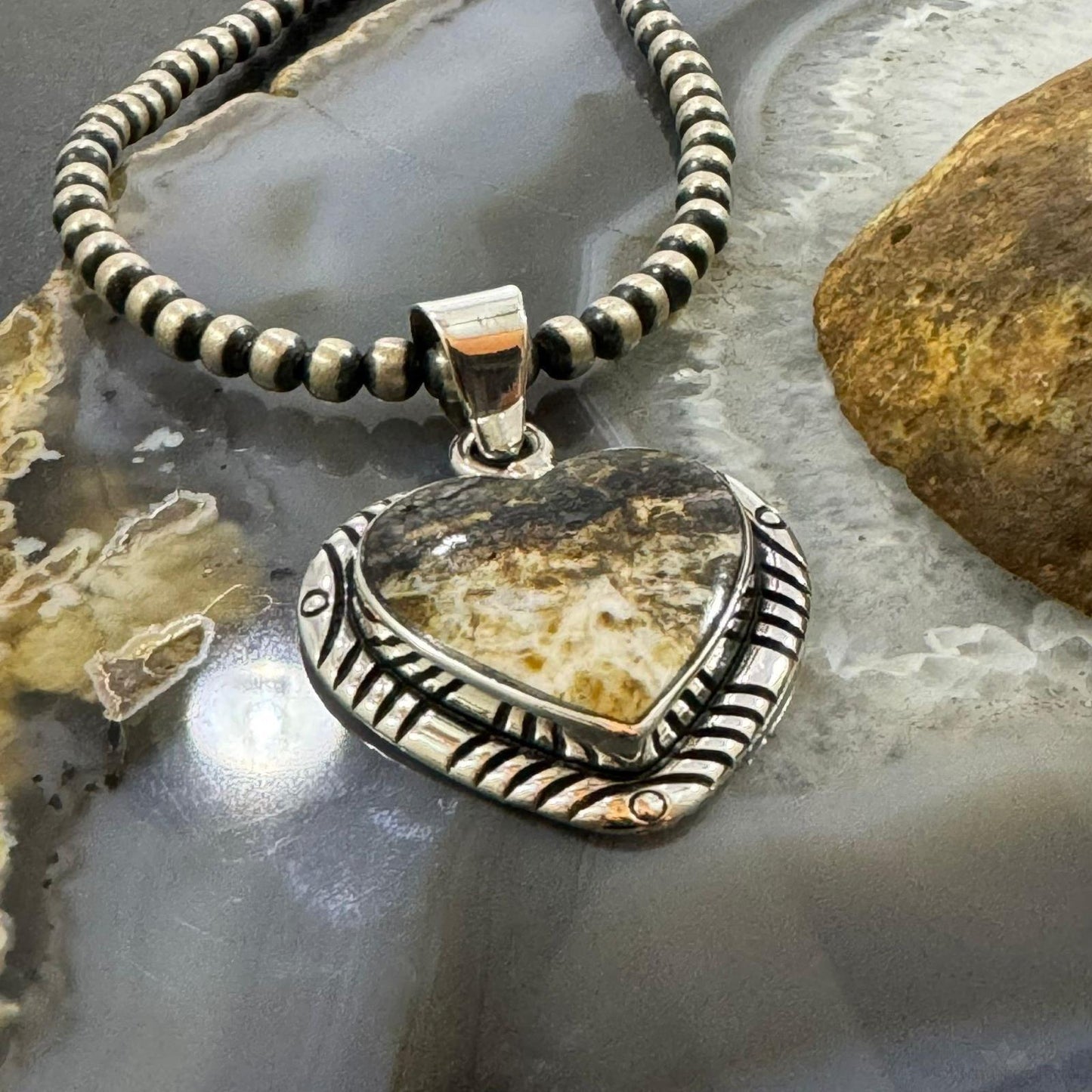 Native American Sterling Silver Wild Horse Heart Pendant For Women #4