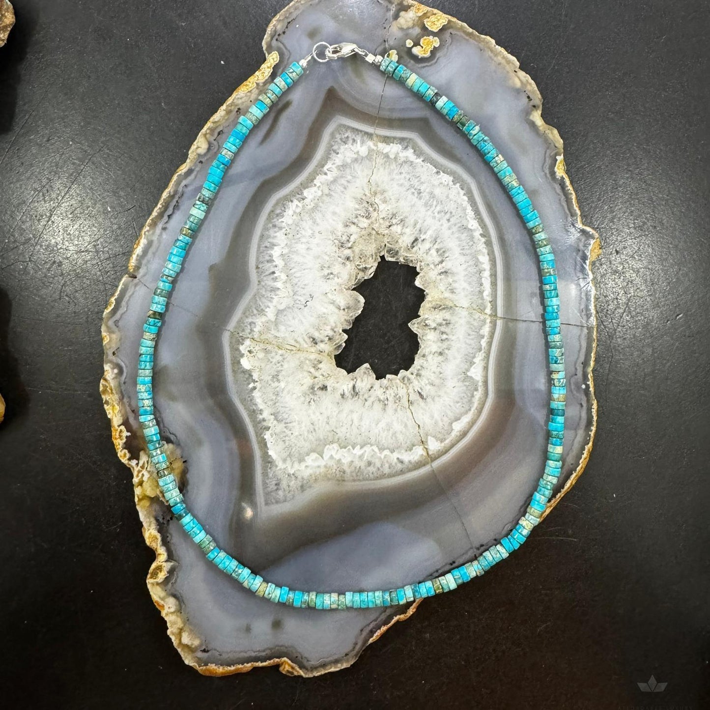Native American Multi-color 5 mm Blue Turquoise Disc Bead 18" Necklace For Women