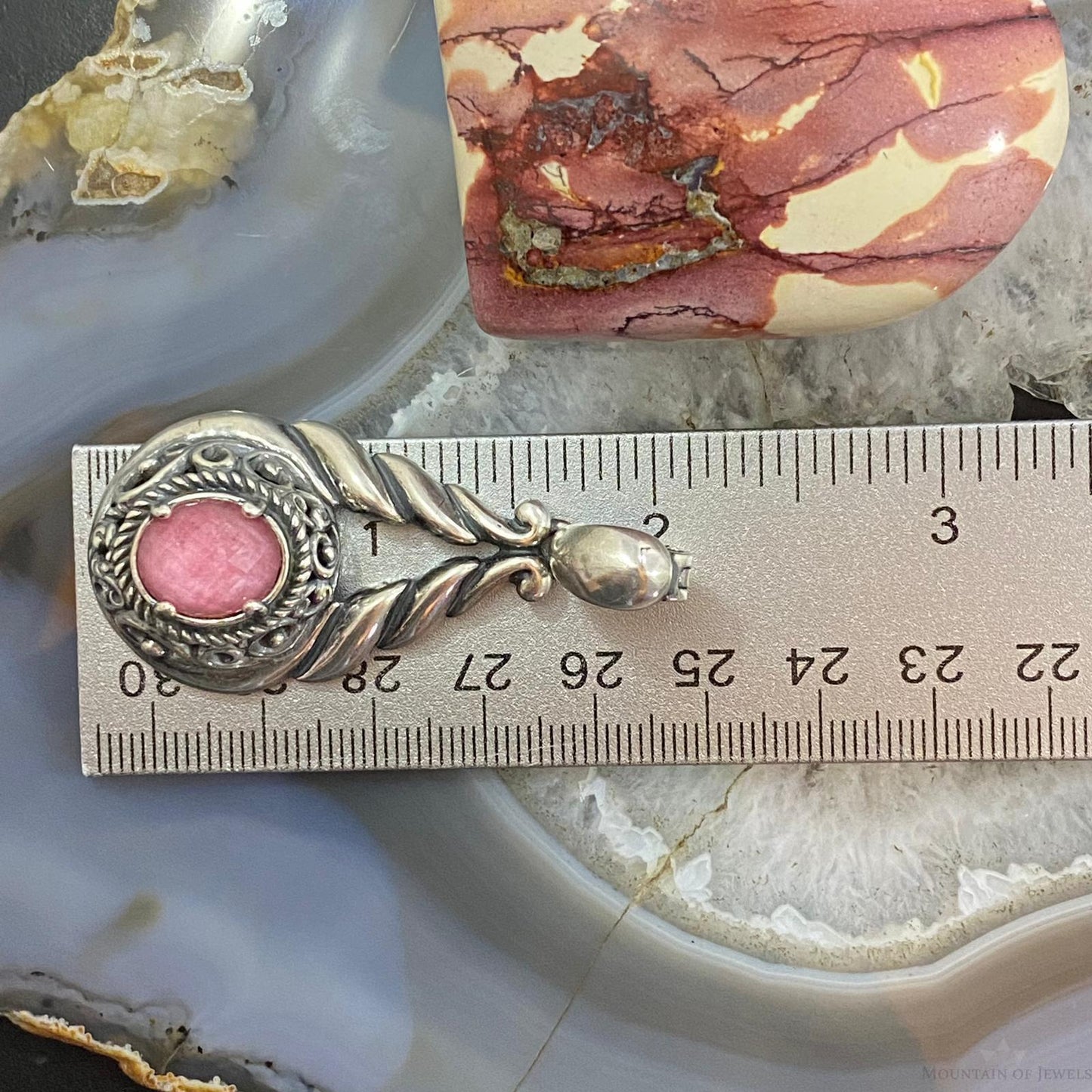 Carolyn Pollack Sterling Silver Rhodonite Doublet Decorated Enhancer Pendant For Women