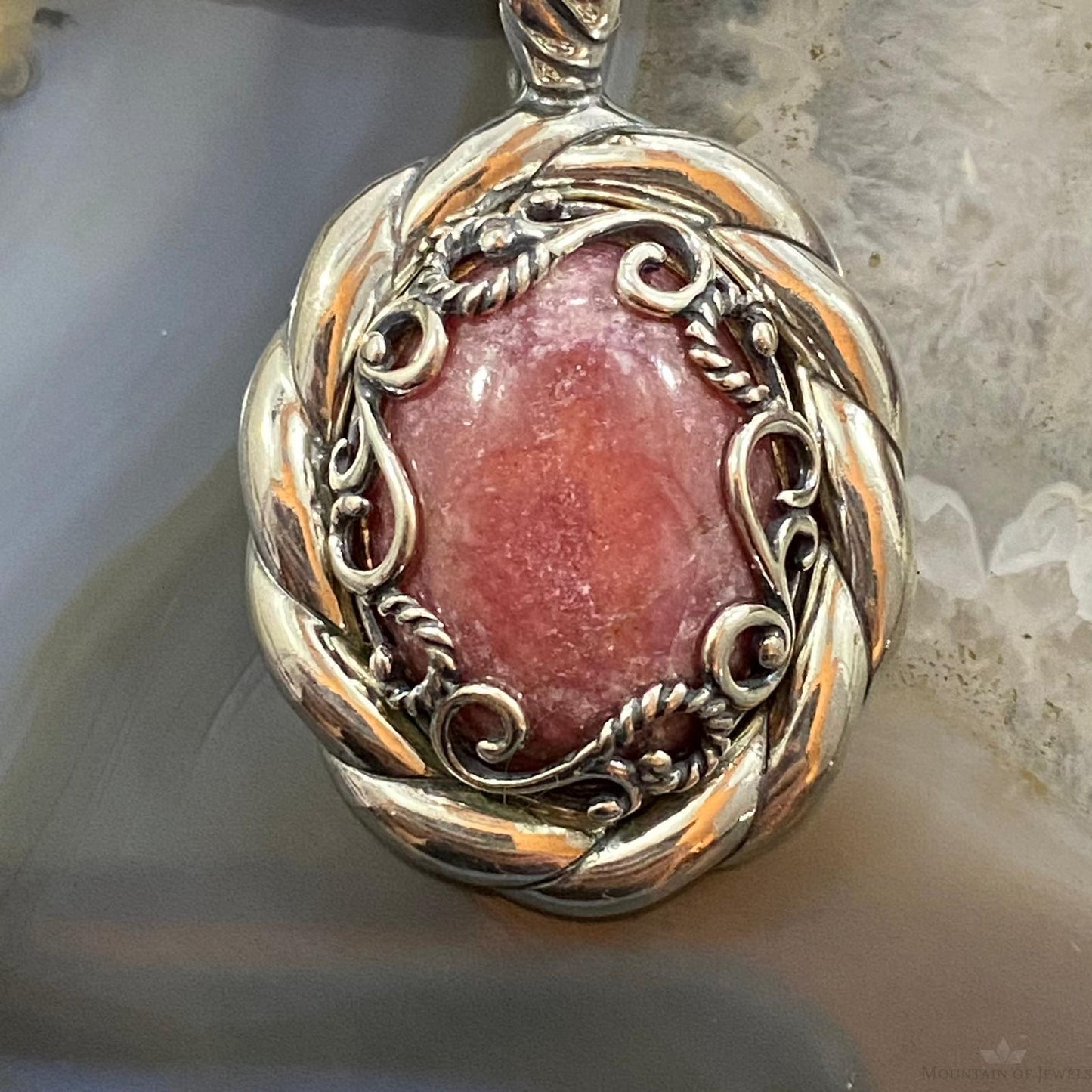 Carolyn Pollack Sterling Silver Rhodonite Decorated Enhancer Pendant For Women