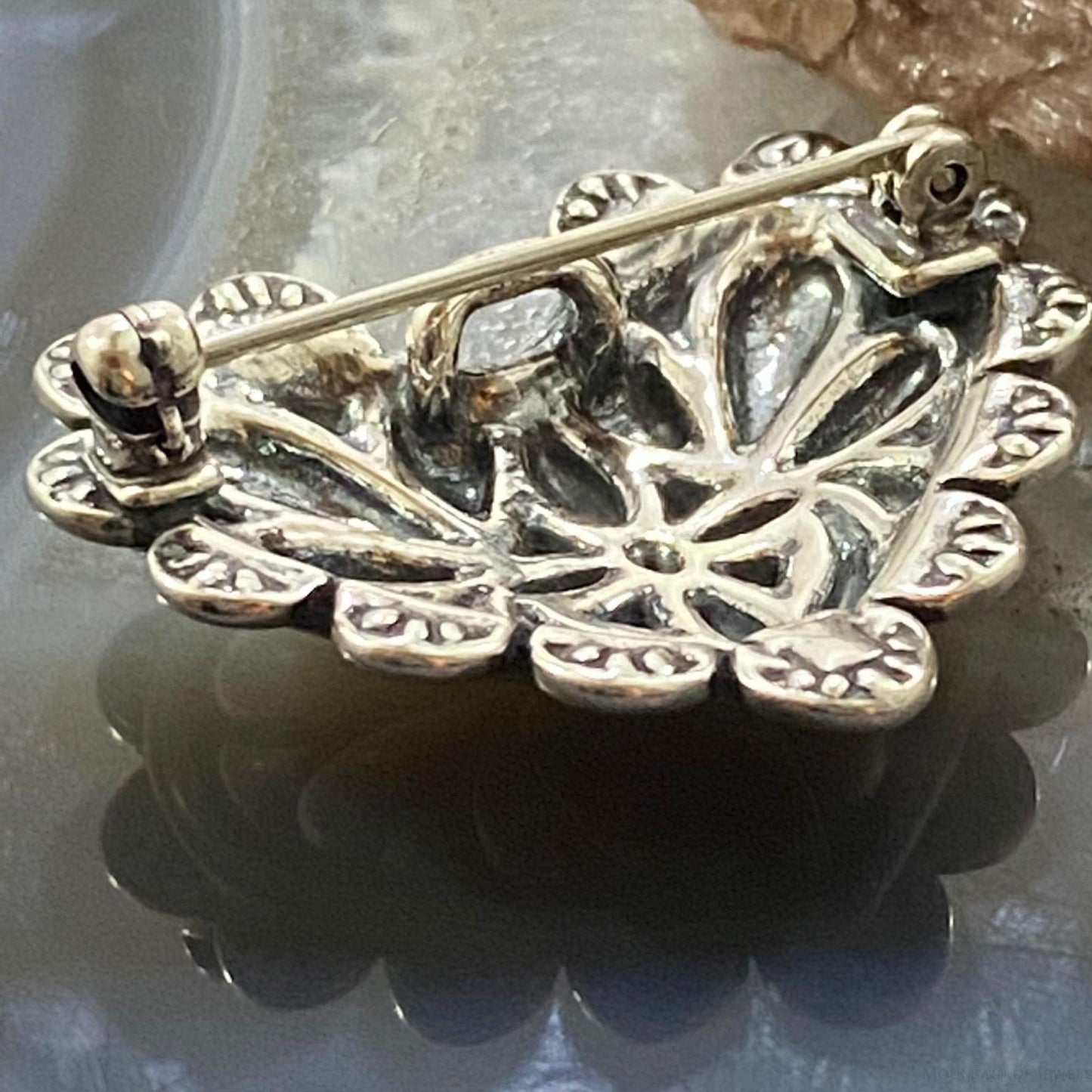 Carolyn Pollack Southwestern Style Sterling Silver Decorated Heart Brooch For Women