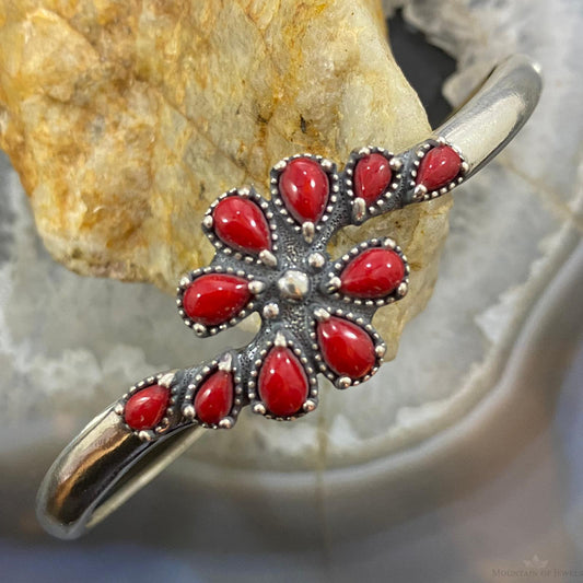 Carolyn Pollack Southwestern Style Sterling Silver Red Jasper Cluster Women's Bracelet