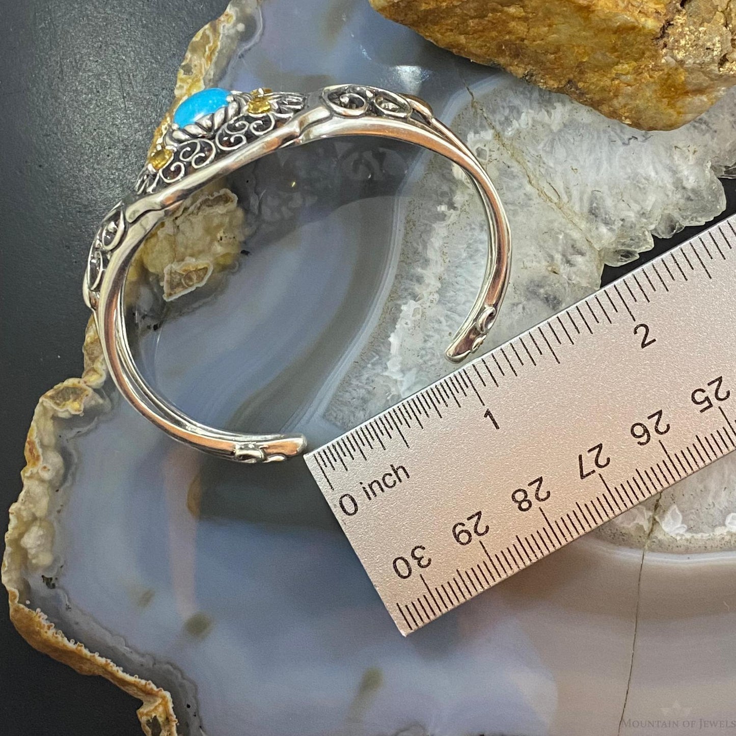 Carolyn Pollack Sterling Silver Turquoise & Yellow Citrine Bracelet For Women