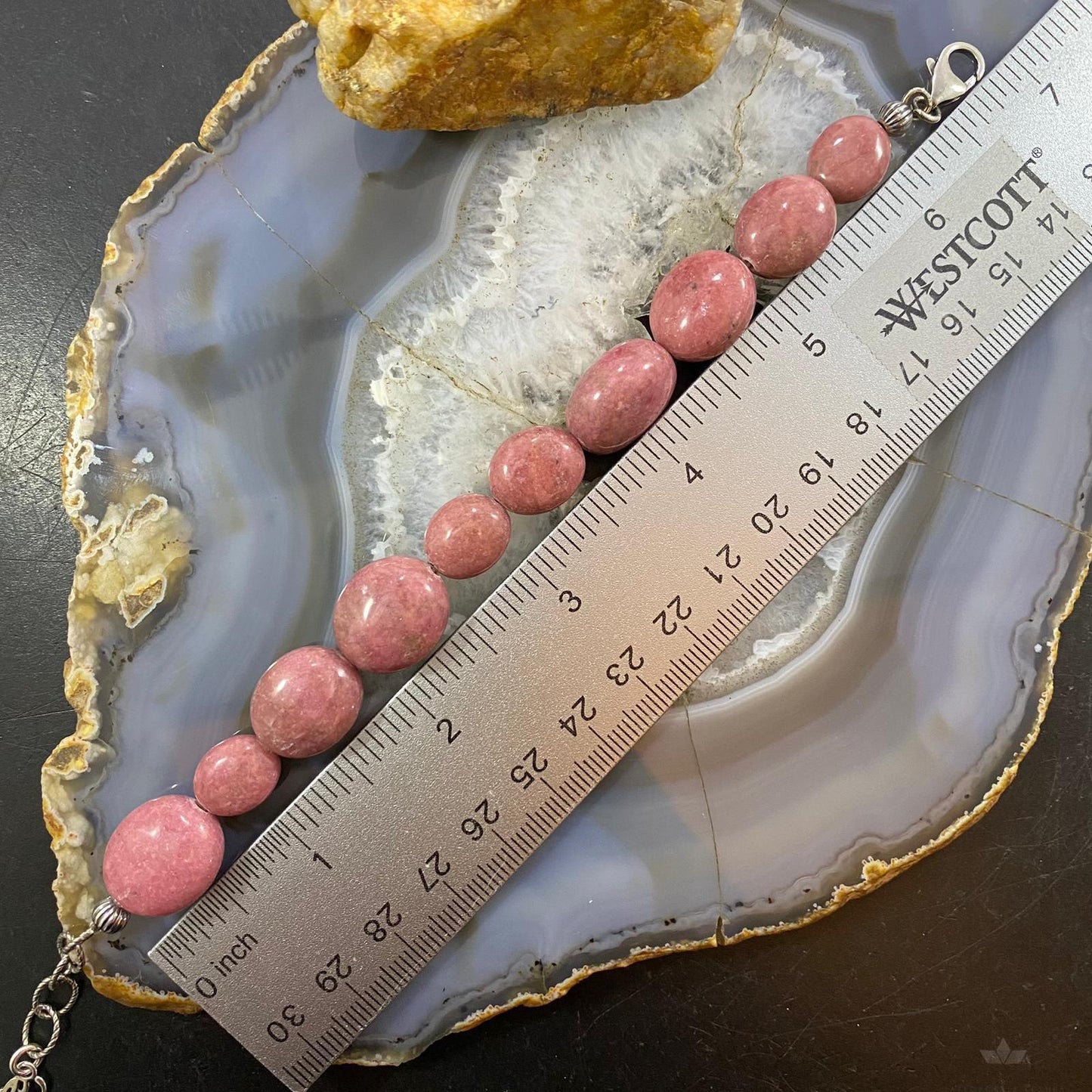 Carolyn Pollack Sterling Silver Chunky Rhodonite Bead Link Bracelet For Women