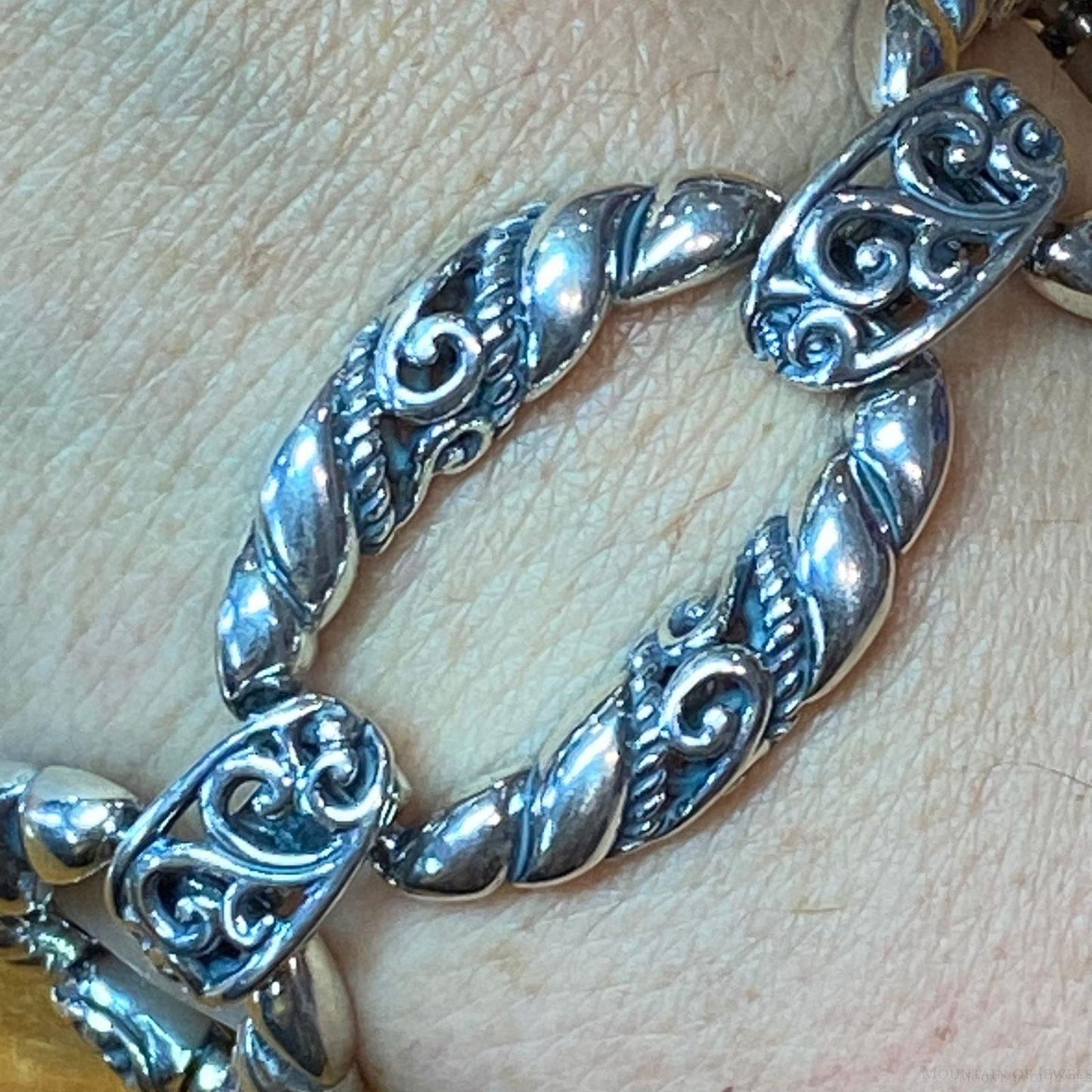 Carolyn Pollack Sterling Silver Decorated Foldover 5 Link Bracelet For Women