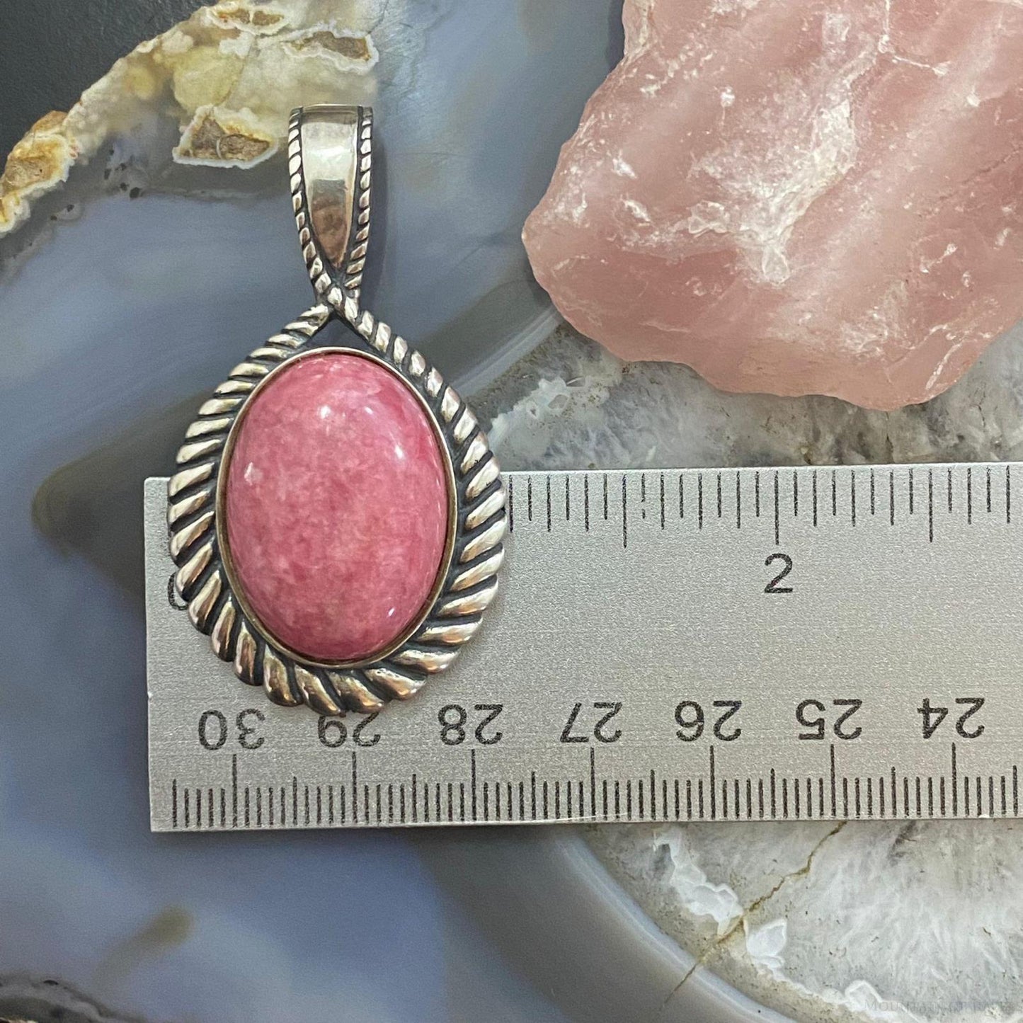 Carolyn Pollack Southwestern Style Sterling Silver Pink Rhodonite Rope Enhancer Pendant For Women