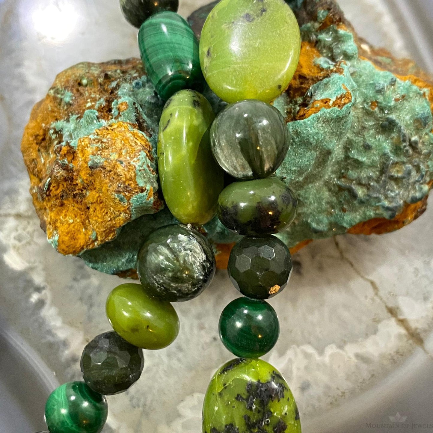 Carolyn Pollack Sterling Silver Serpentine & Malachite Necklace For Women