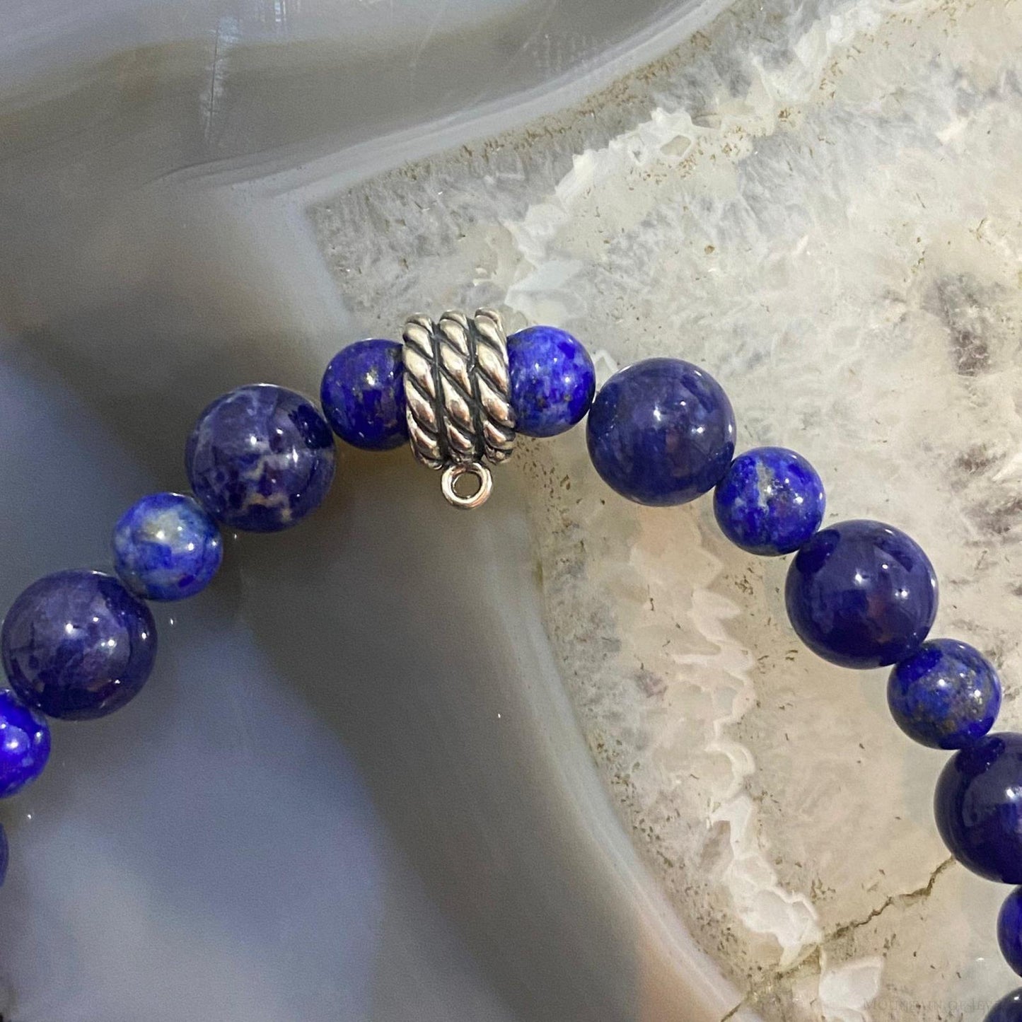 Carolyn Pollack Sterling Silver 1 Strand Sodalite Bead Stretch Bracelet For Women