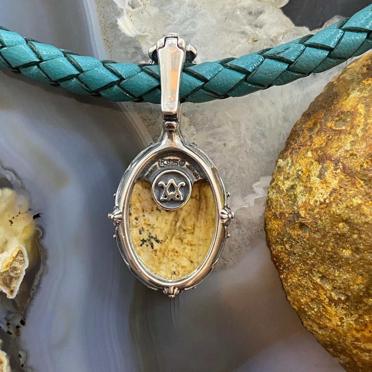 Carolyn Pollack Southwestern Style Sterling Silver Oval Picture Jasper Enhancer Pendant For Women