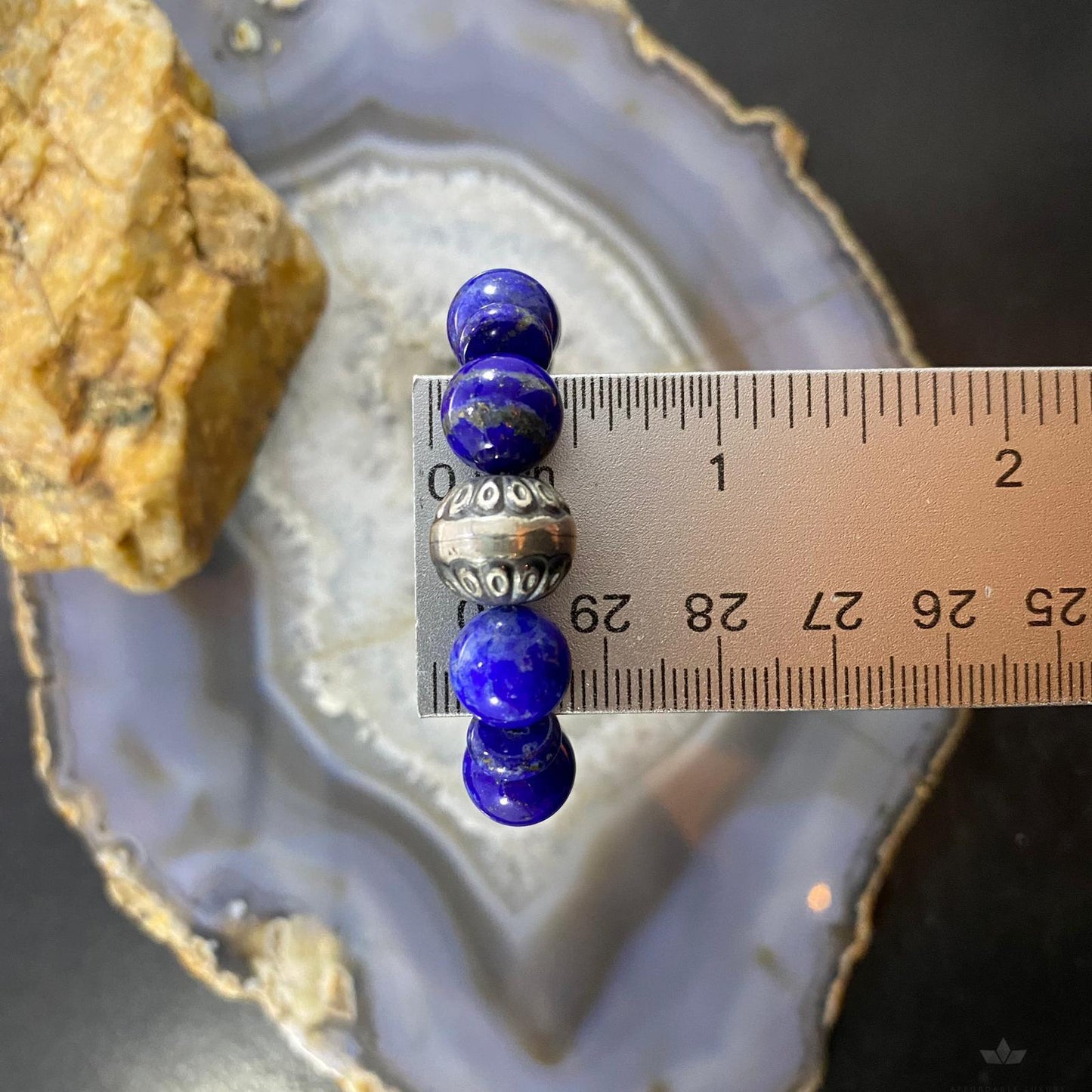 Carolyn Pollack Sterling Silver Lapis Lazuli Bead Stretch Bracelet For Women