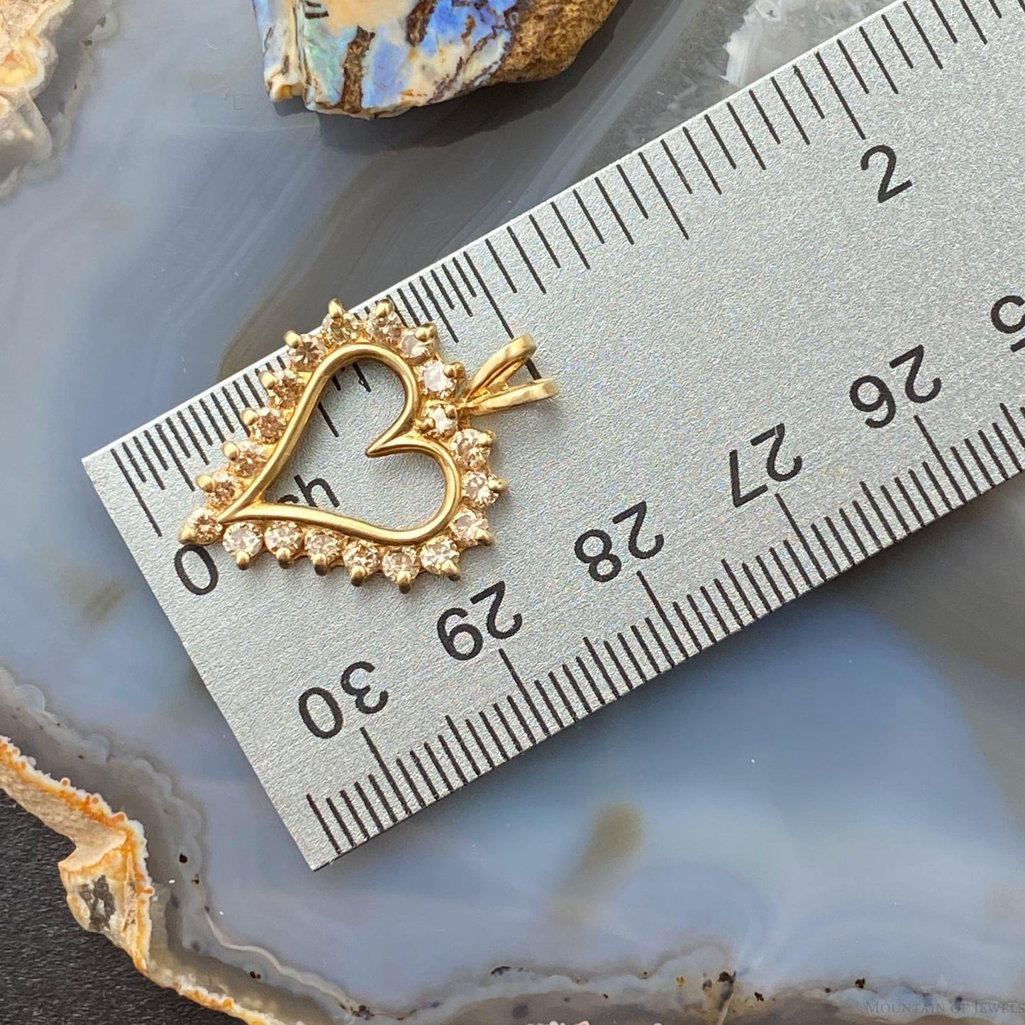 10K Yellow Gold Brown Diamonds Heart Shape Pendant For Women