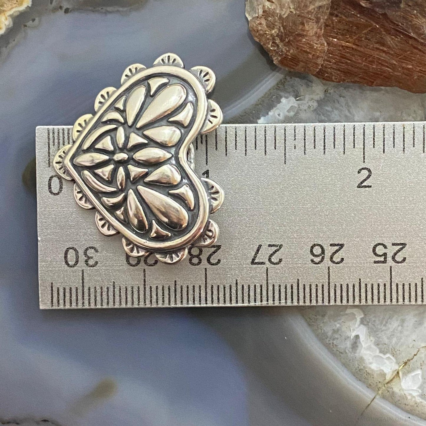 Carolyn Pollack Southwestern Style Sterling Silver Decorated Heart Brooch For Women