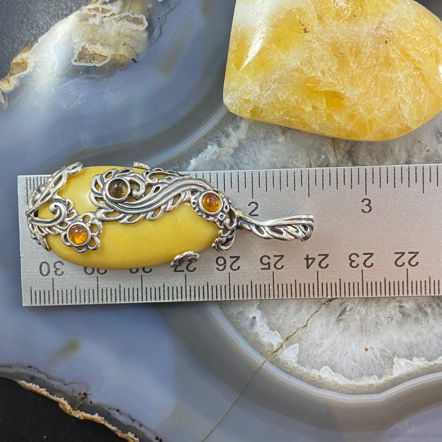 Carolyn Pollack Southwestern Style Sterling Silver Yellow Jasper & Citrine Pendant For Women