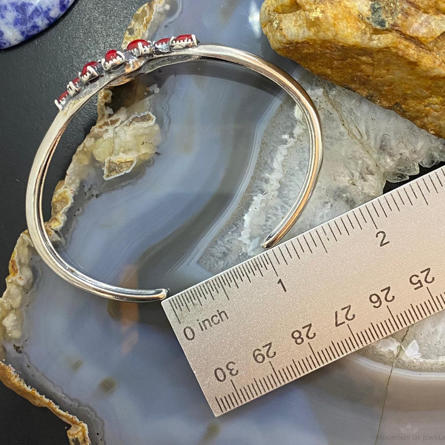 Carolyn Pollack Southwestern Style Sterling Silver Red Jasper Cluster Women's Bracelet