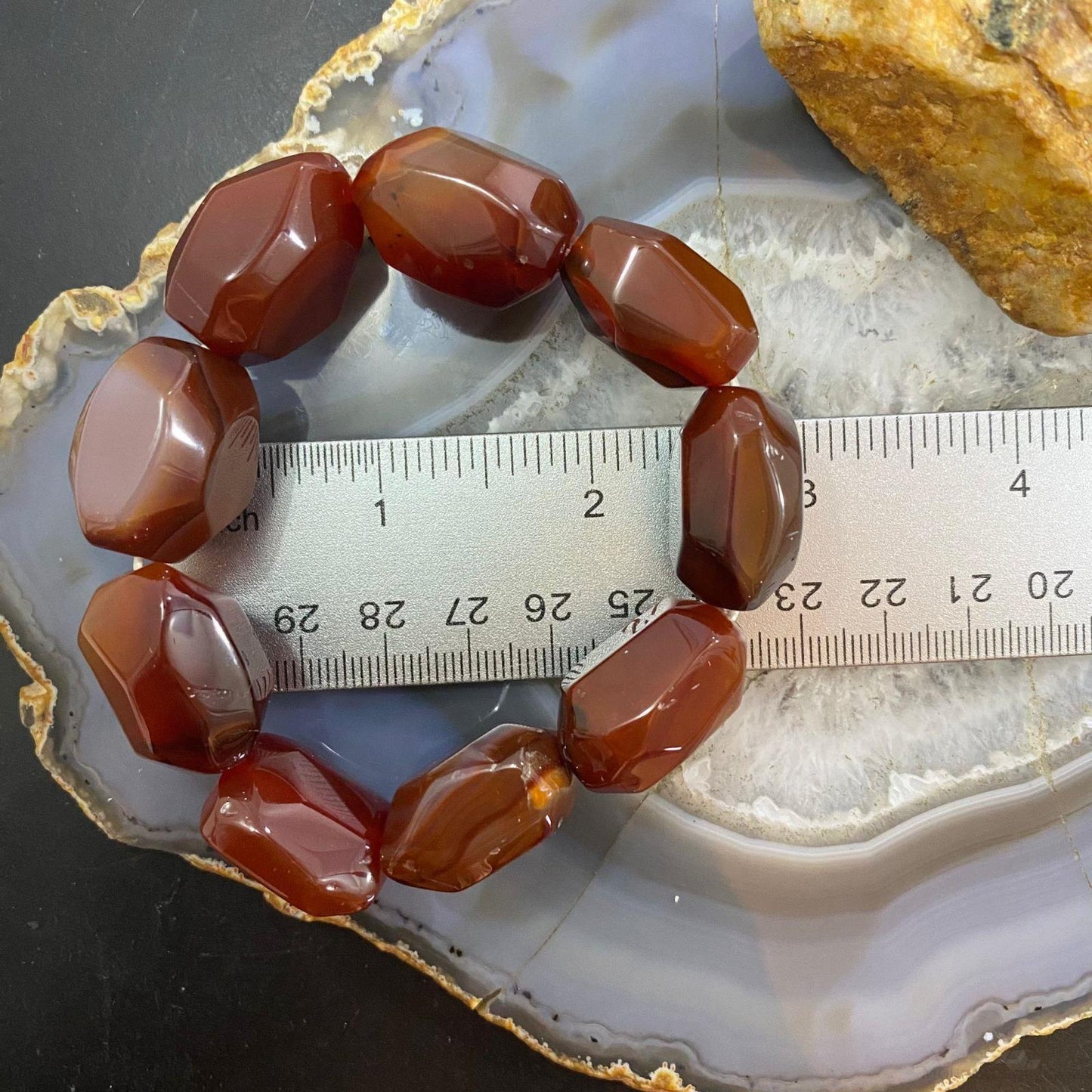 Carolyn Pollack Vintage 9 Chunky Carnelian Beads Stretch Bracelet For Women