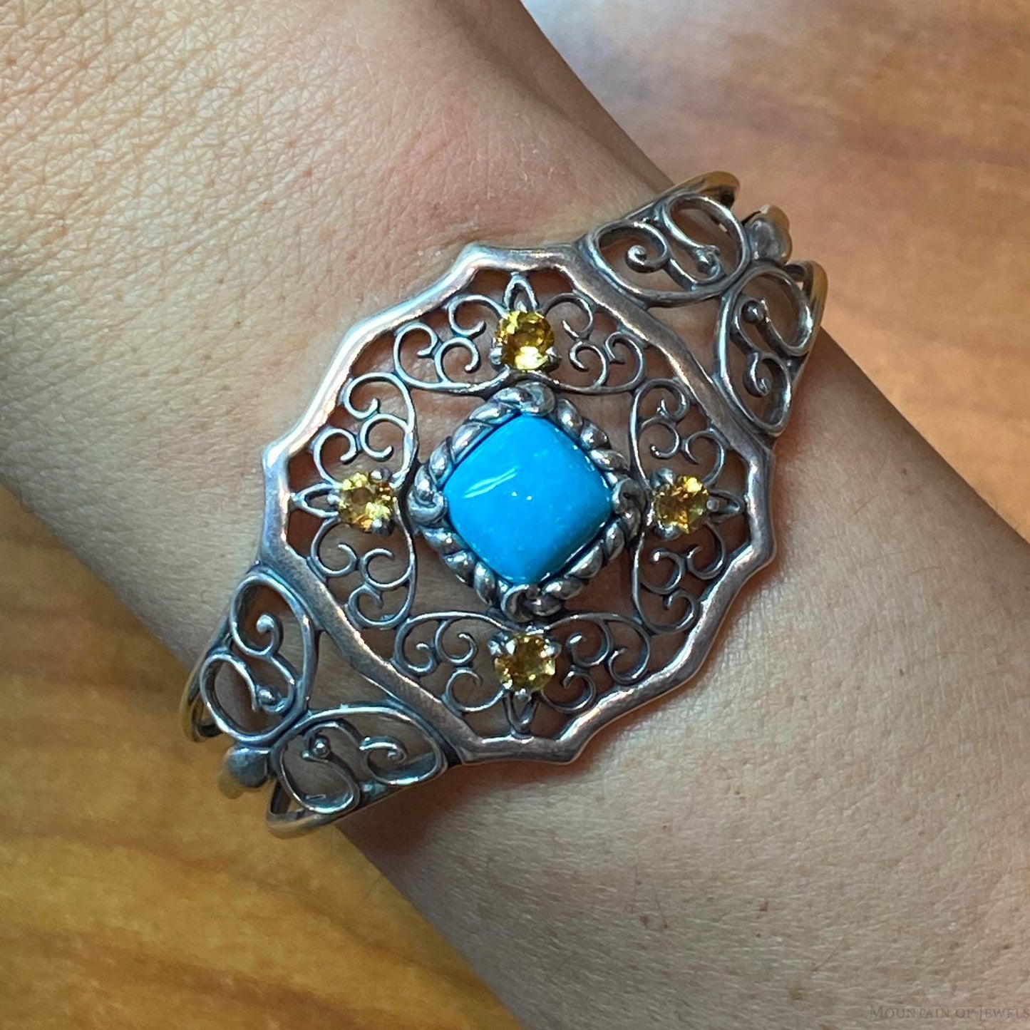 Carolyn Pollack Sterling Silver Turquoise & Yellow Citrine Bracelet For Women