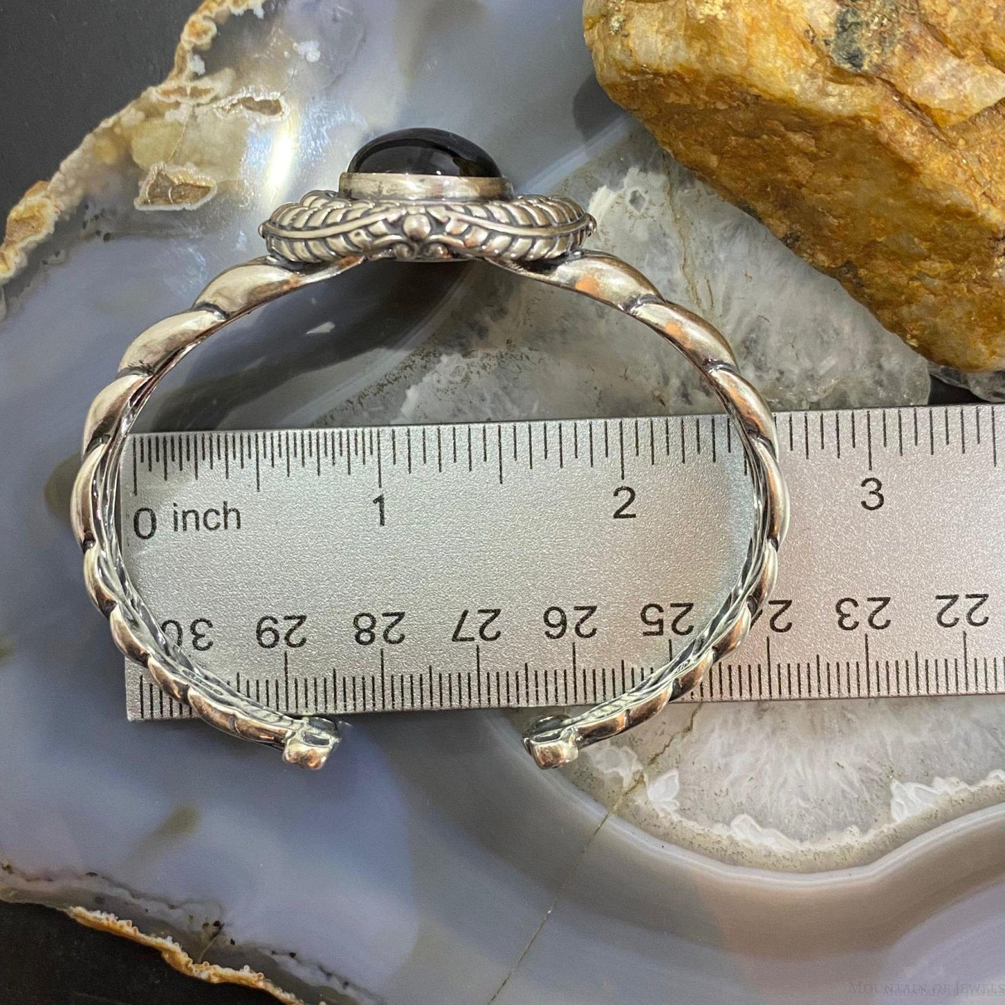 Carolyn Pollack Sterling Silver Large Oval Onyx Decorated Bracelet For Women