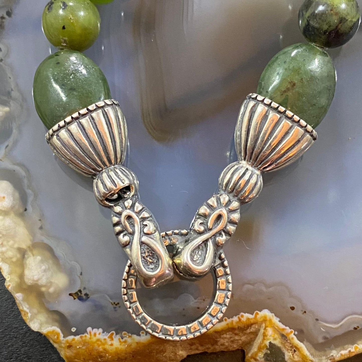 Carolyn Pollack Sterling Silver Serpentine & Malachite Necklace For Women