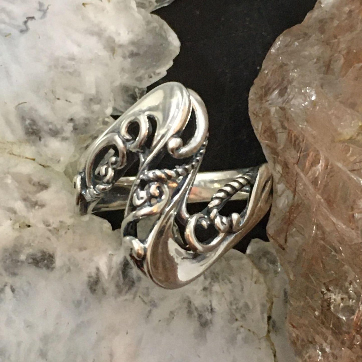 Carolyn Pollack Southwestern Style Sterling Silver Decorated Ring For Women Size 8.25