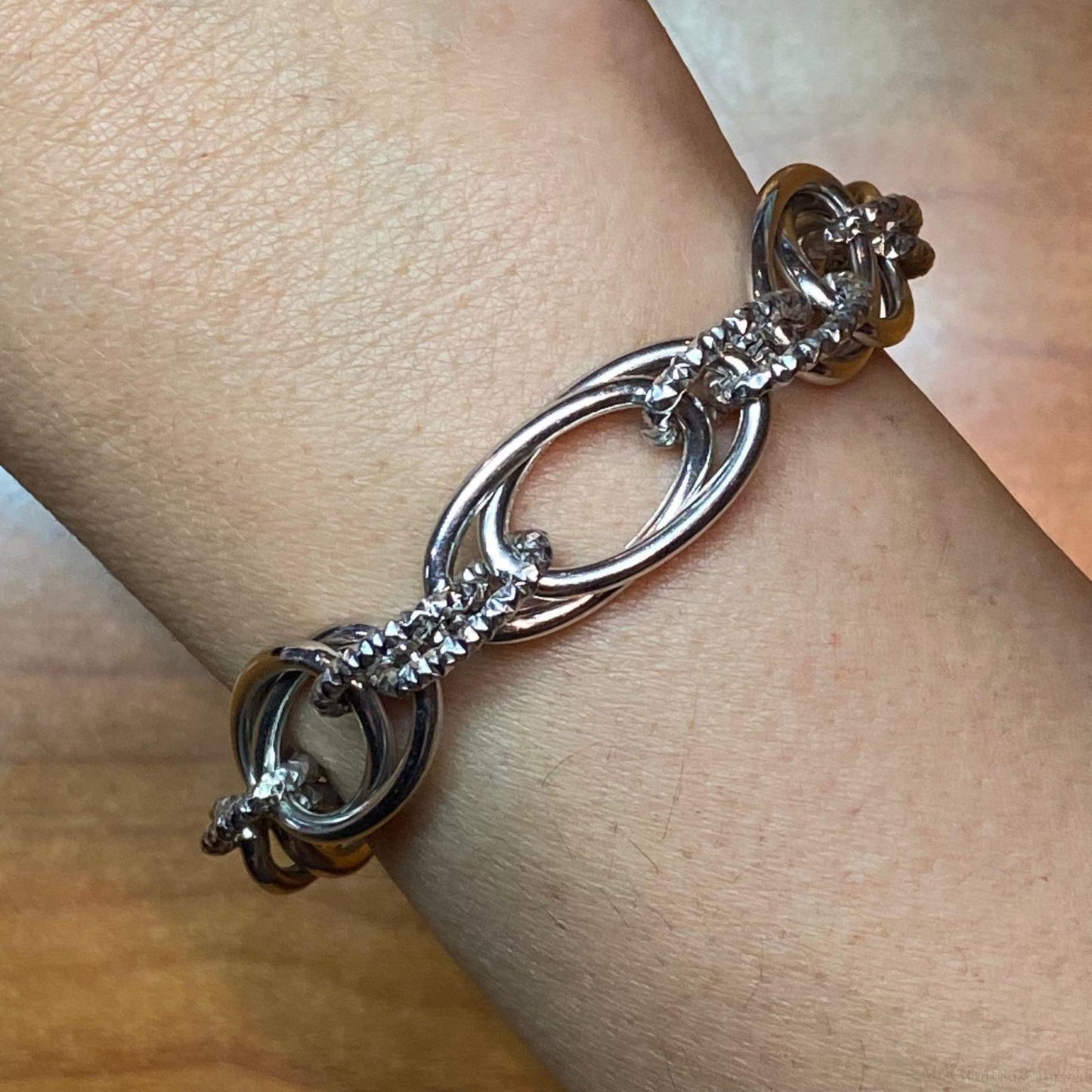 Sterling Silver Lobster Clasp Fashion Italian 8" Double Link Bracelet For Women