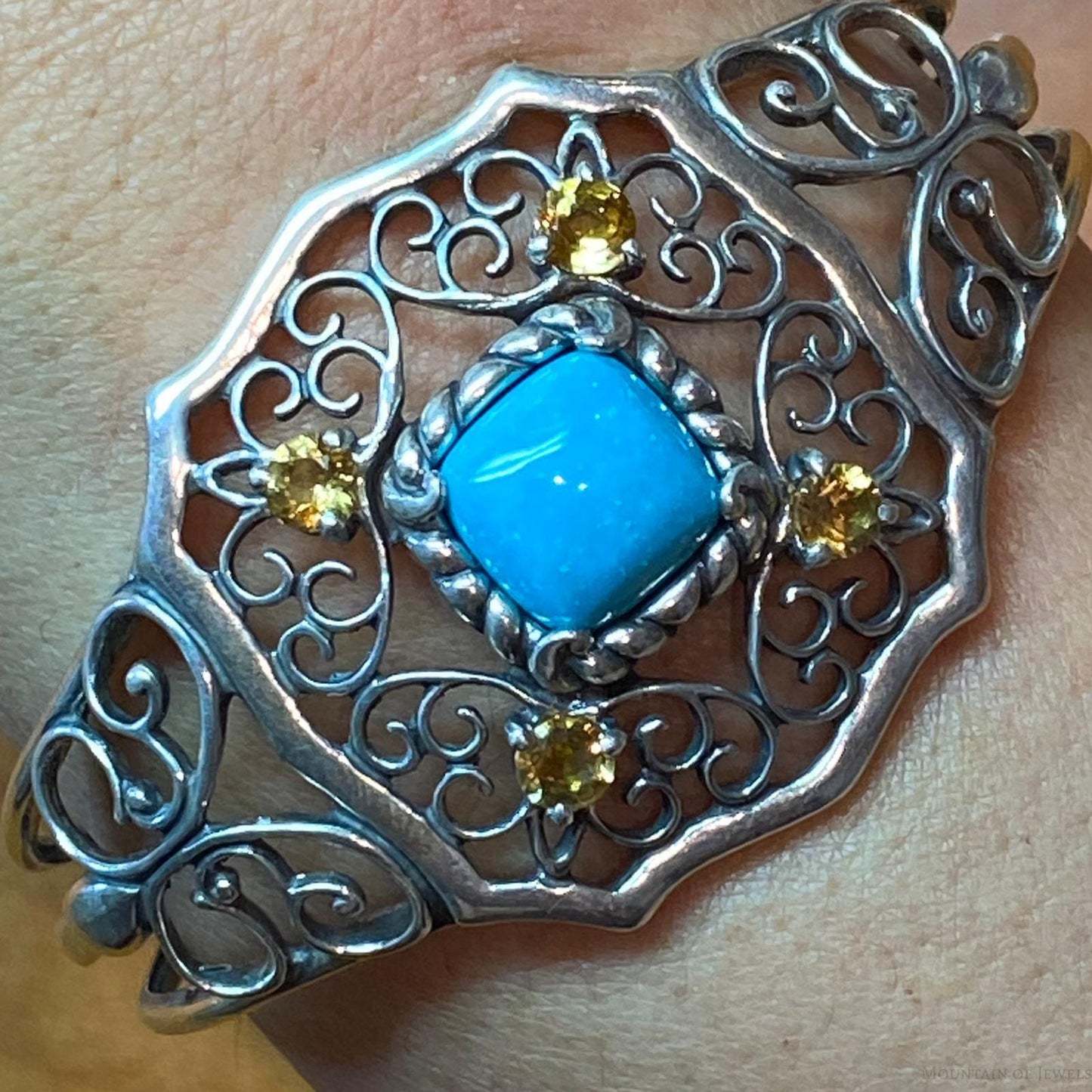 Carolyn Pollack Sterling Silver Turquoise & Yellow Citrine Bracelet For Women