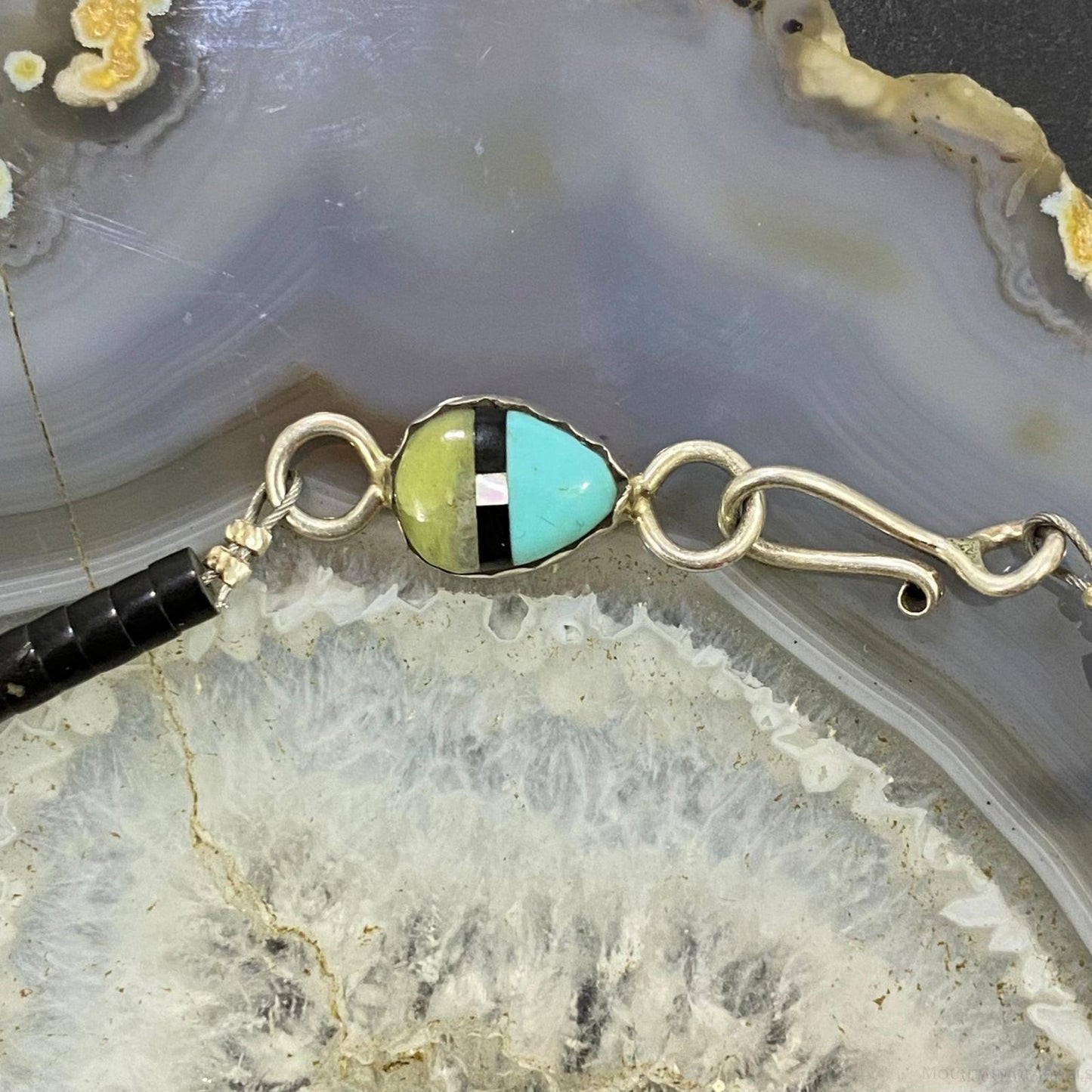 Cliffton Aguilar Santo Domingo Sterling Silver & Onyx Heishi Beads 20" Necklace