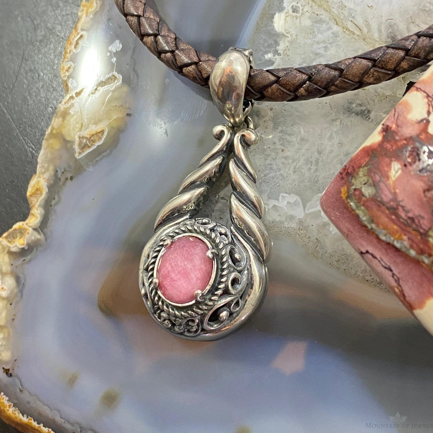 Carolyn Pollack Sterling Silver Rhodonite Doublet Decorated Enhancer Pendant For Women