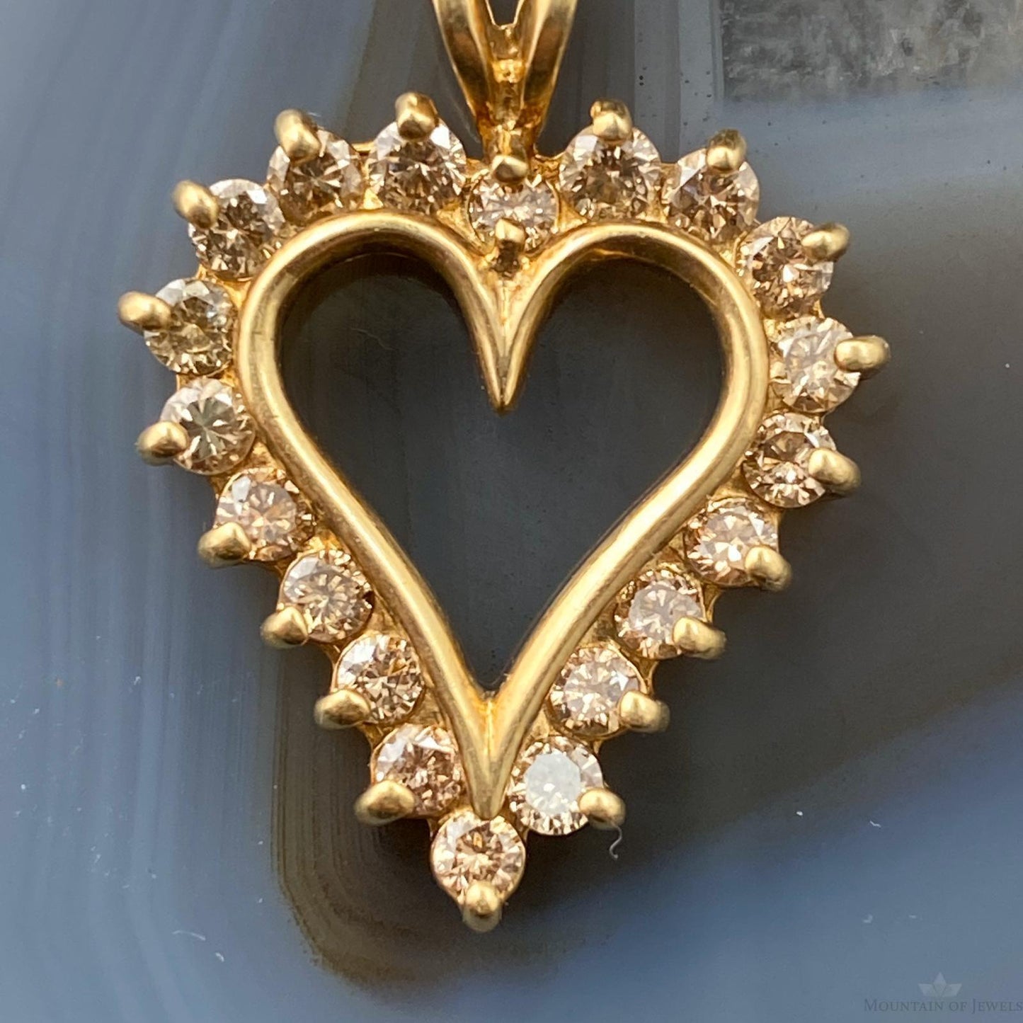 10K Yellow Gold Brown Diamonds Heart Shape Pendant For Women