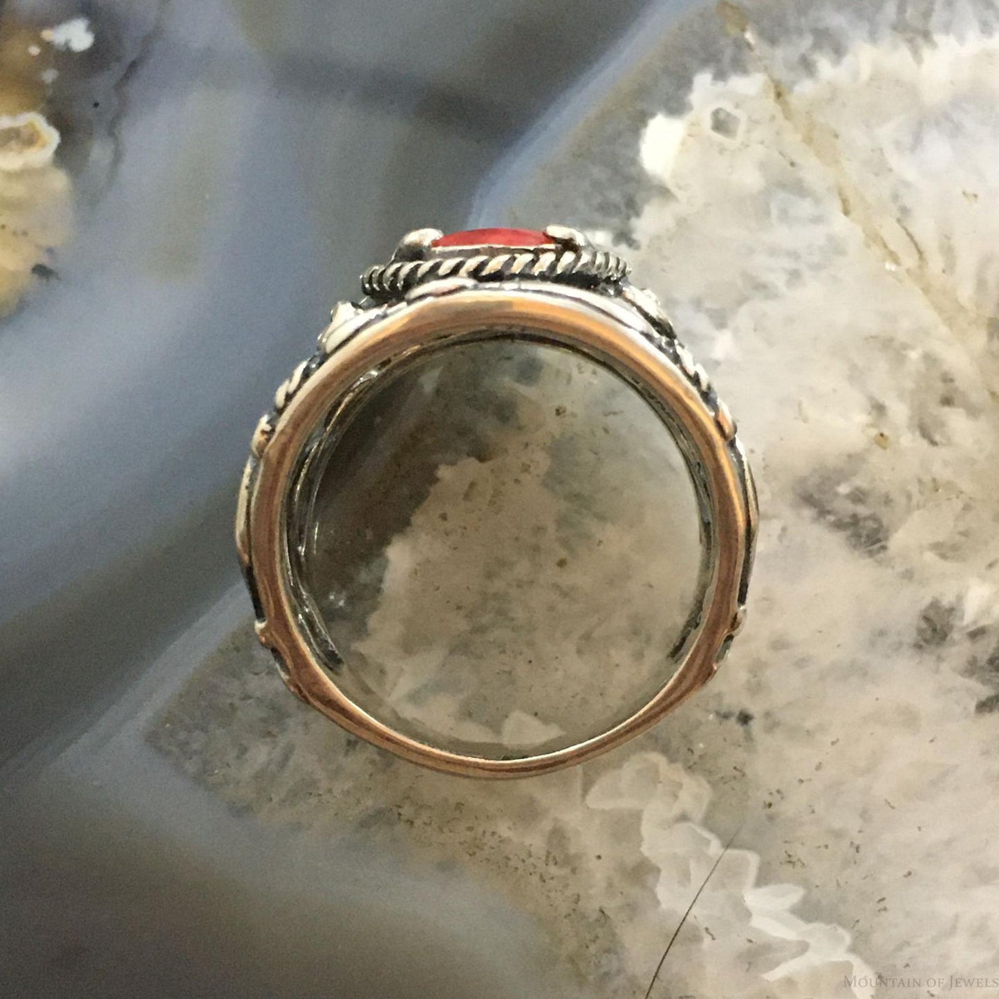 Carolyn Pollack Southwestern Style Sterling Silver Red Jasper Decorated Ring Size 10 For Women