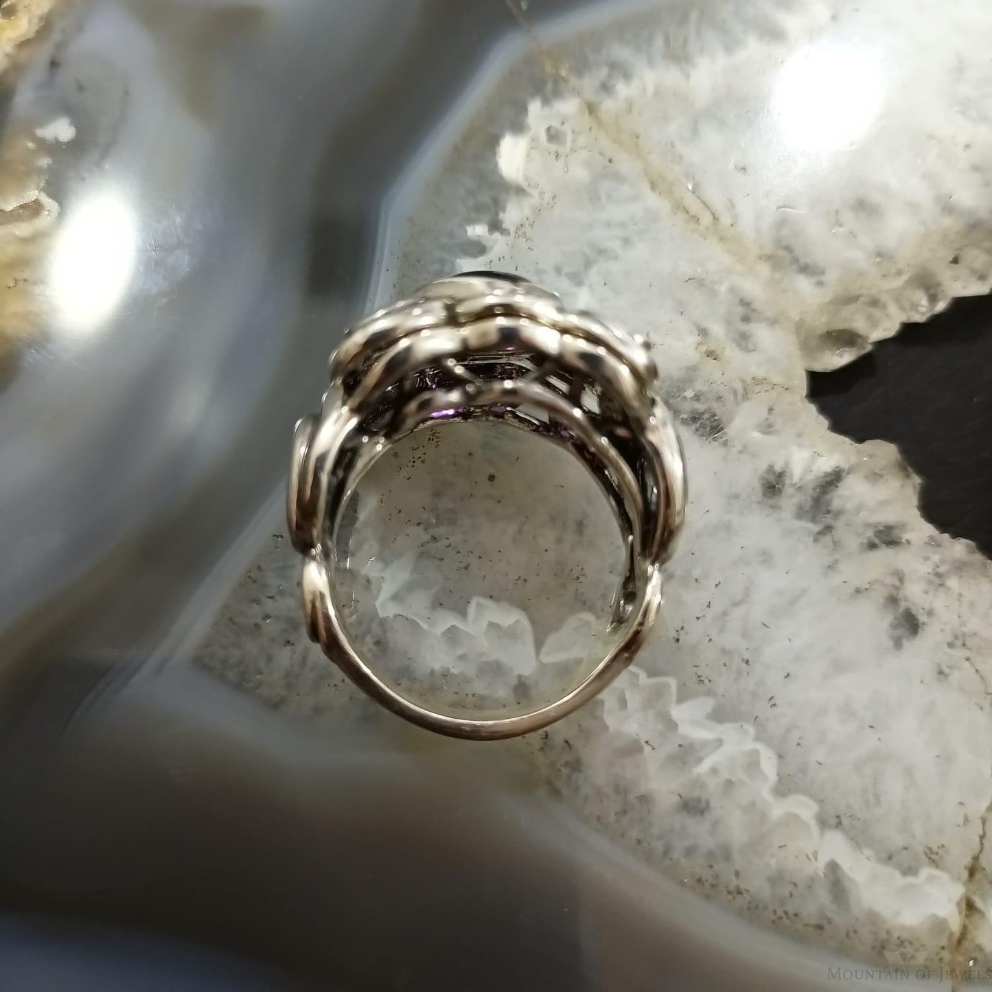 Carolyn Pollack Sterling Silver Rounded Diamond Shape Amethyst Ring Size 8.25 For Women