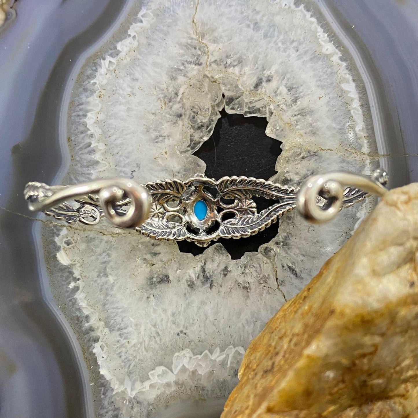 Carolyn Pollack Vintage Southwestern Style Sterling Silver Turquoise Decorated Bracelet For Women