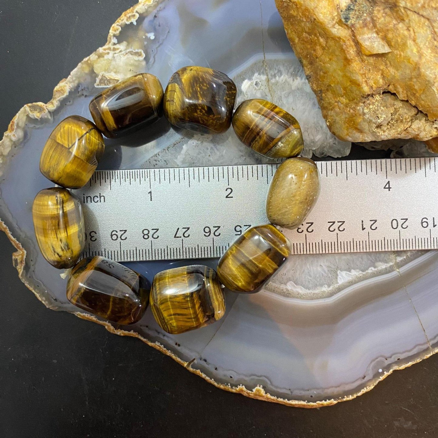 Carolyn Pollack Vintage 9 Chunky Tiger's Eye Beads Stretch Bracelet For Women