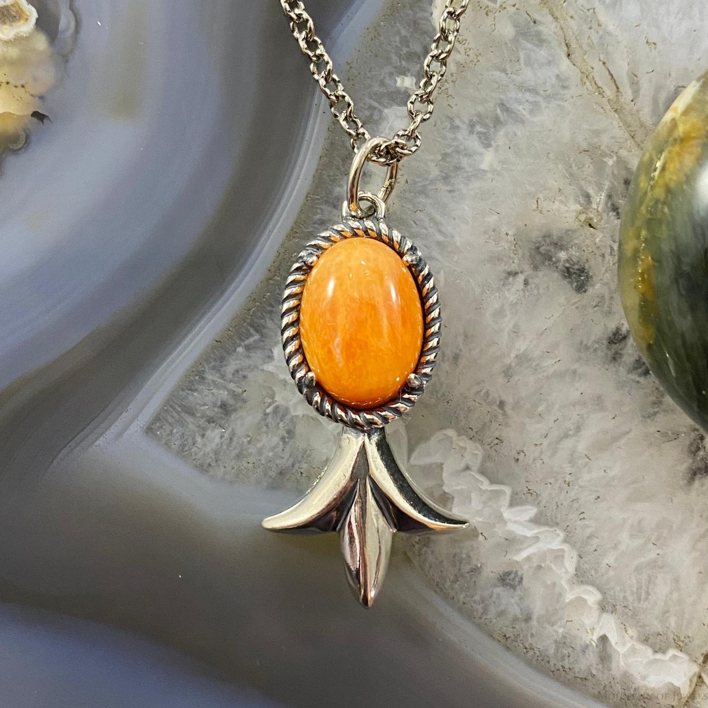 Carolyn Pollack Southwestern Style Sterling Silver Spiny Oyster Squash Pendant & Necklace For Women