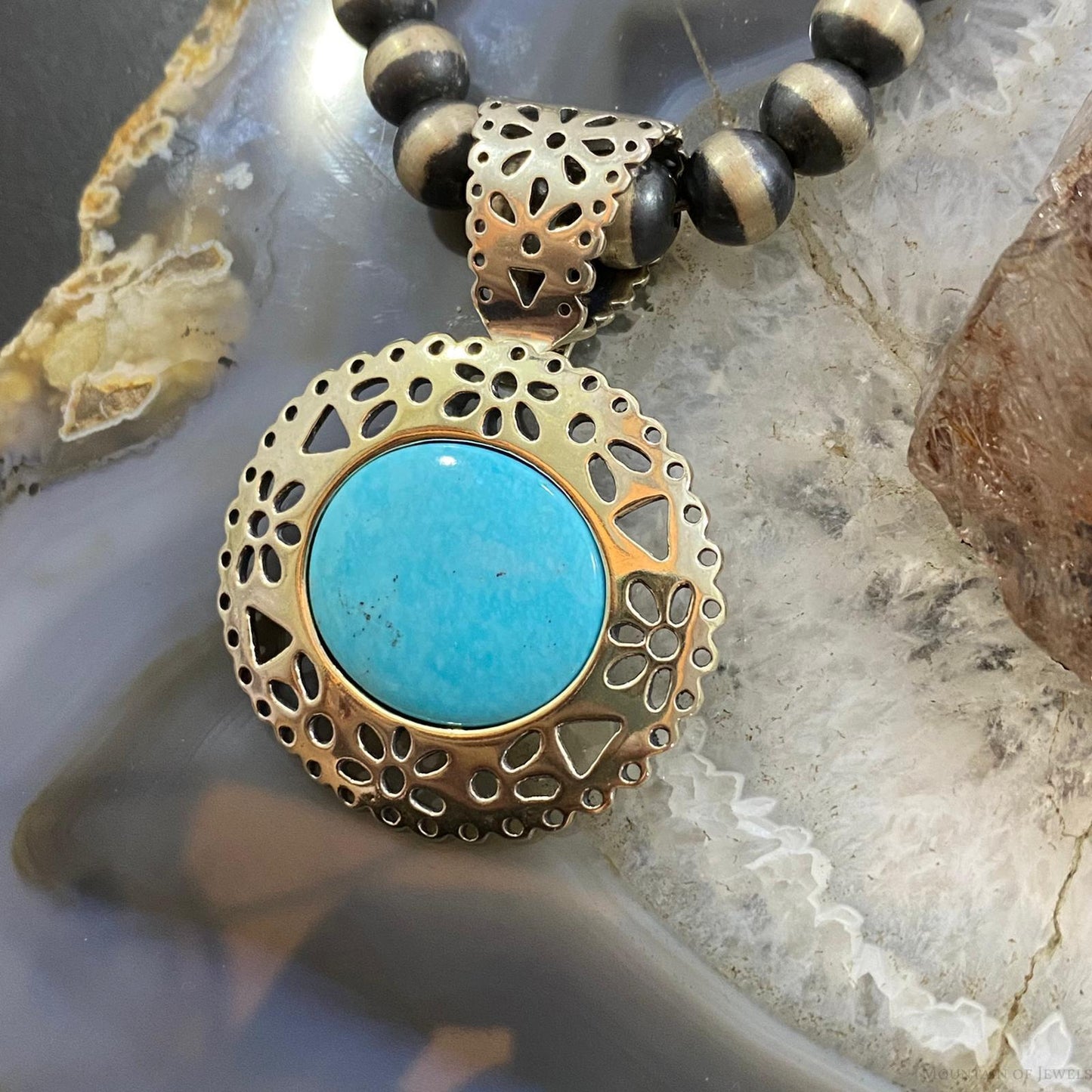 Carolyn Pollack Southwestern Style Sterling Silver Oval Turquoise Pendant/Brooch For Women