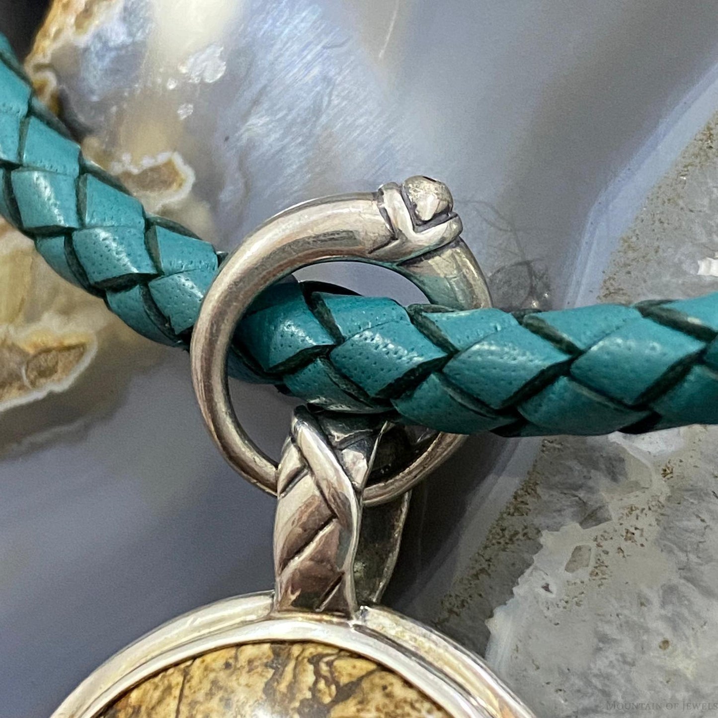 Carolyn Pollack Southwestern Style Sterling Silver Double Sided Round Agate Pendant For Women