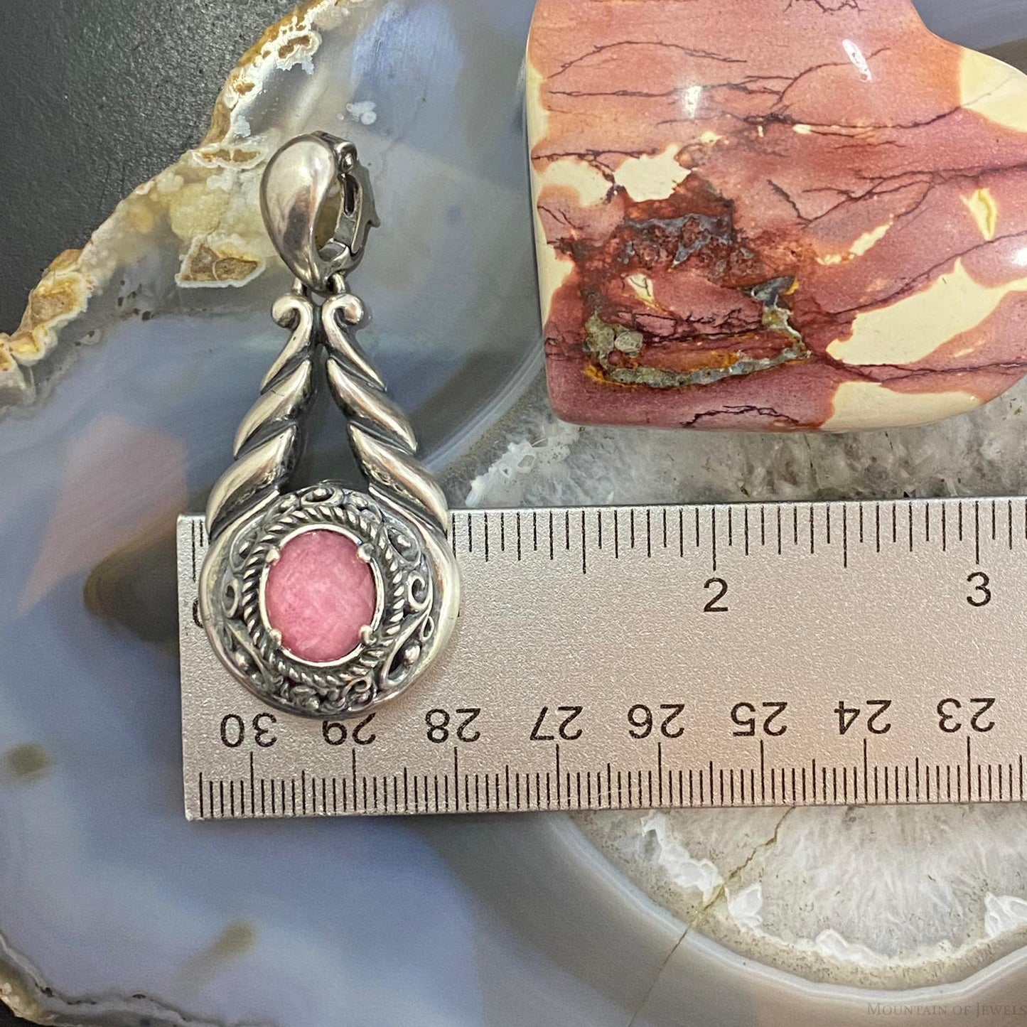 Carolyn Pollack Sterling Silver Rhodonite Doublet Decorated Enhancer Pendant For Women