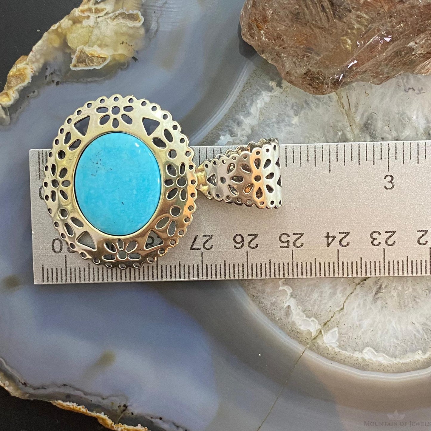 Carolyn Pollack Southwestern Style Sterling Silver Oval Turquoise Pendant/Brooch For Women