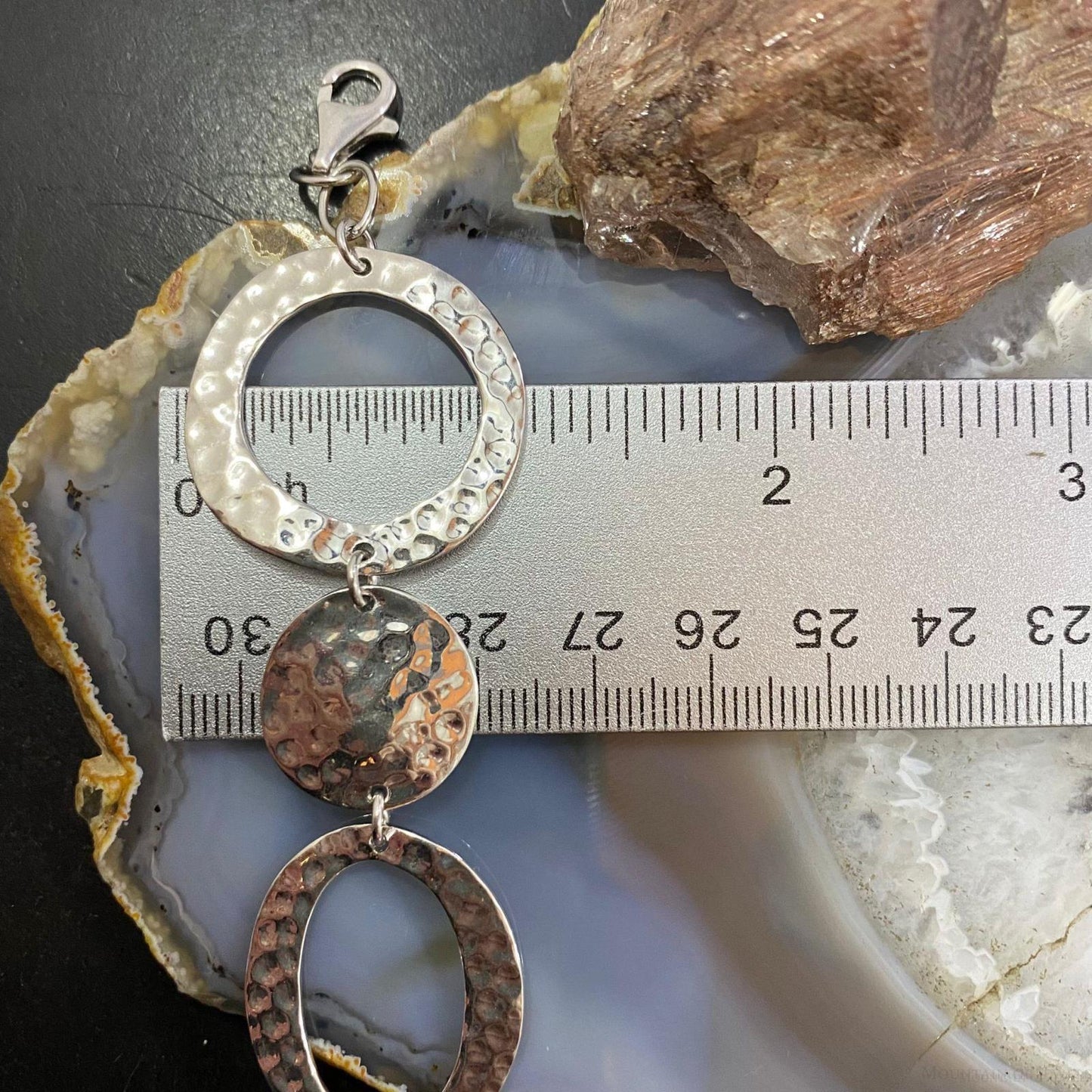 Sterling Silver Lobster Clasp Fashion 6-8" Hammered Link Bracelet For Women