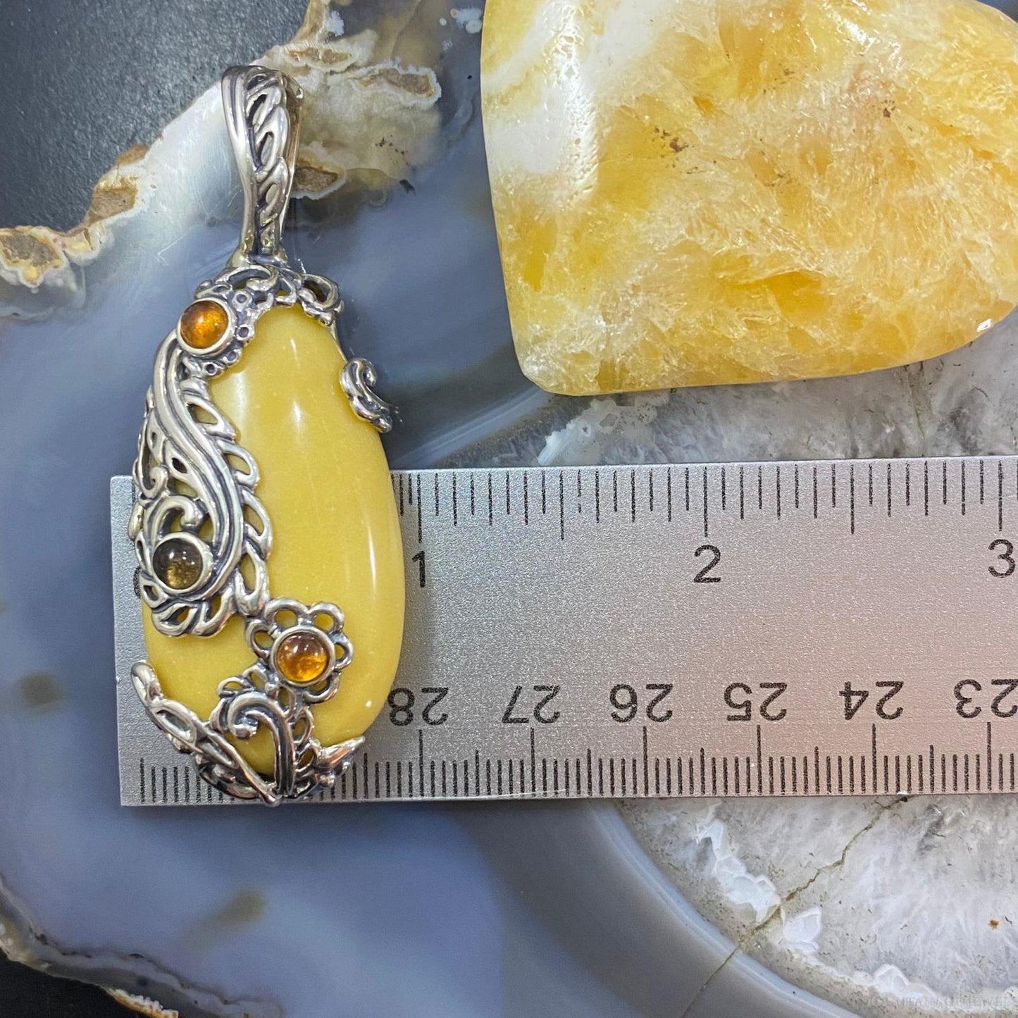 Carolyn Pollack Southwestern Style Sterling Silver Yellow Jasper & Citrine Pendant For Women