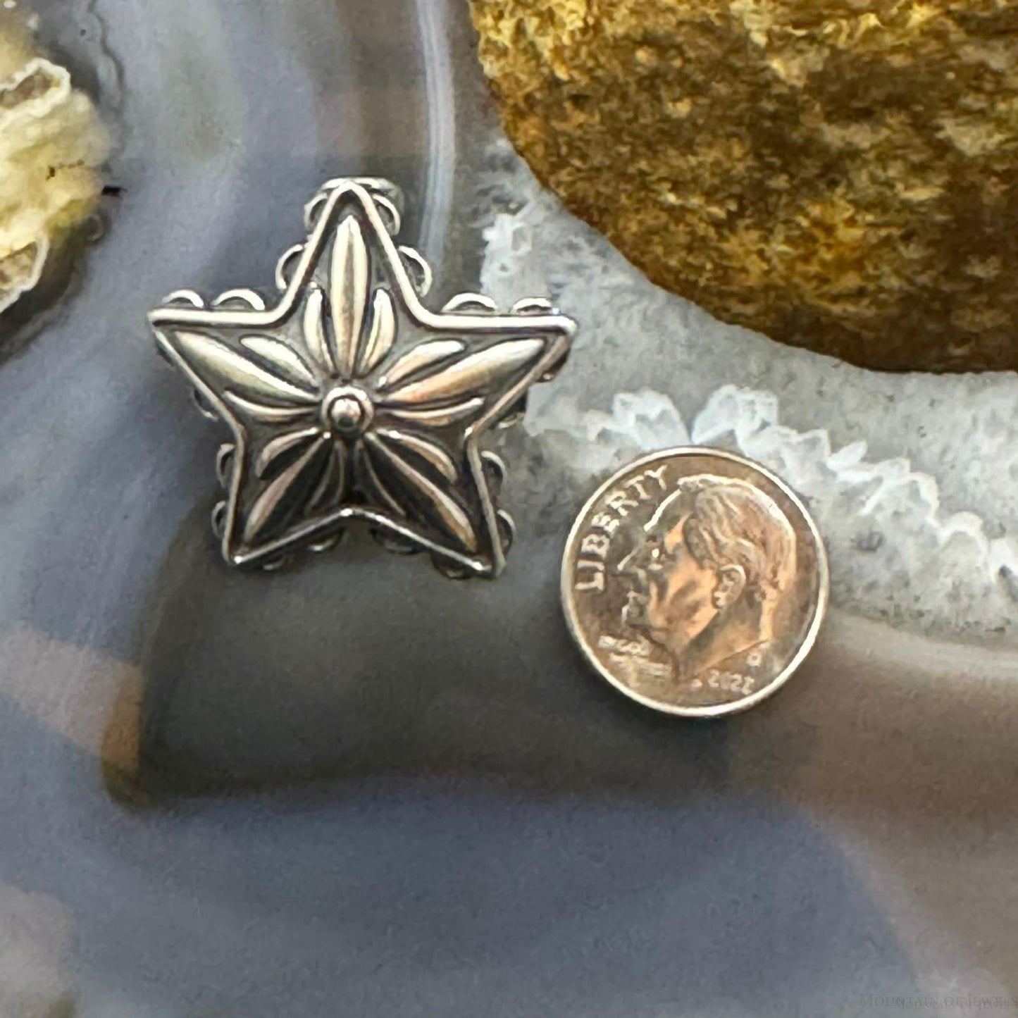 Carolyn Pollack Sterling Silver Engraved Decorated Star Unisex Pendant/Brooch